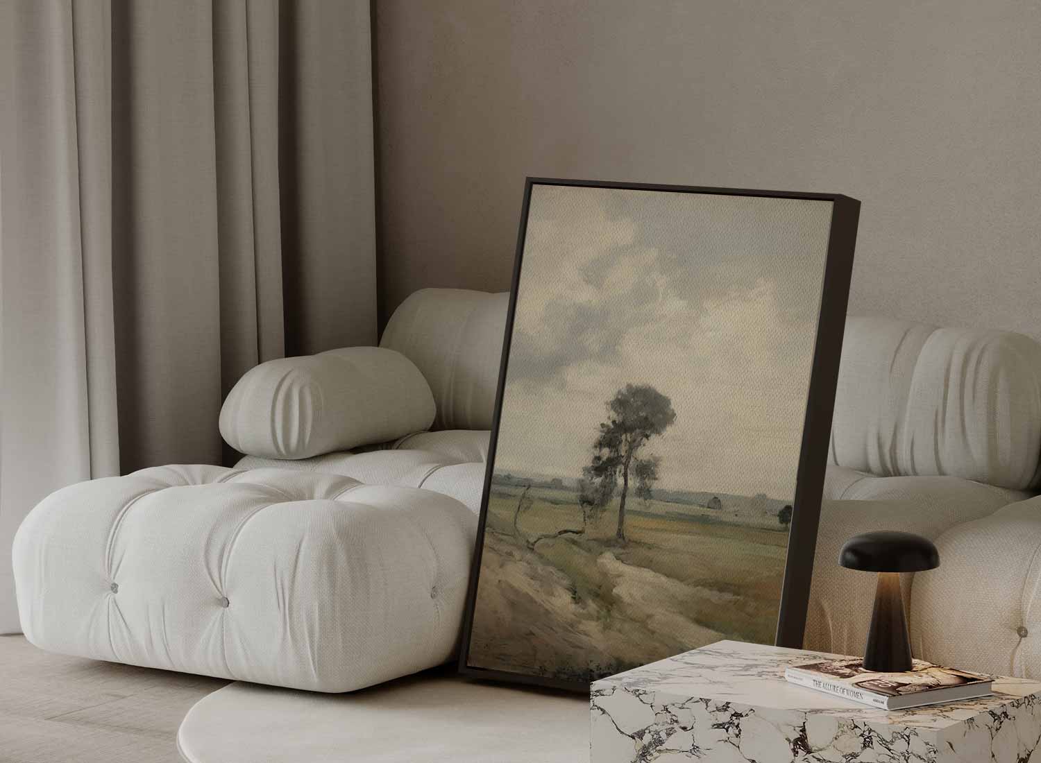 Eenzame Boom in Landschap Kunstwerk-canvas-dibond-plexiglas-wanddecoratie-WallArtistic