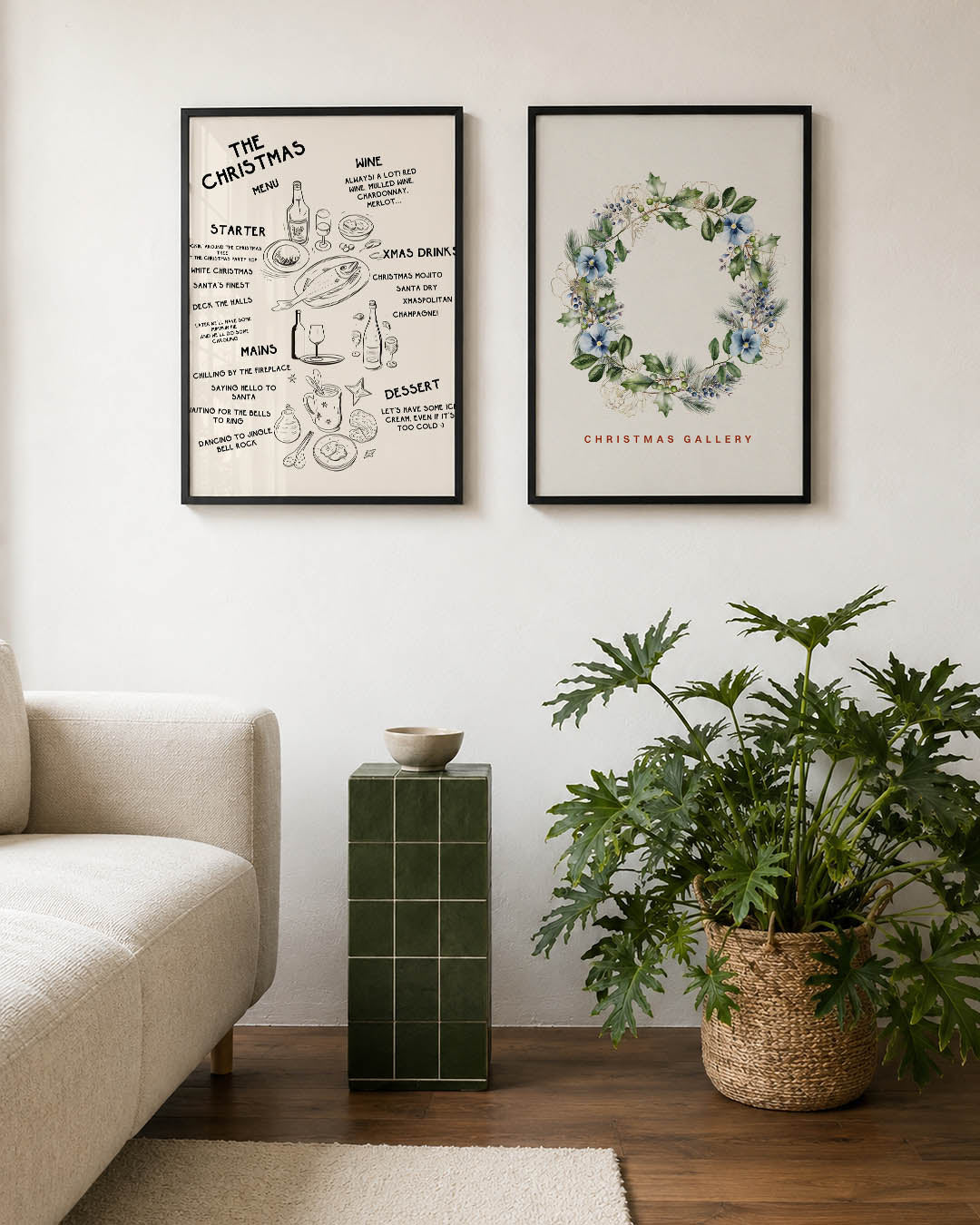 Feestelijke kerstmenu Posterset