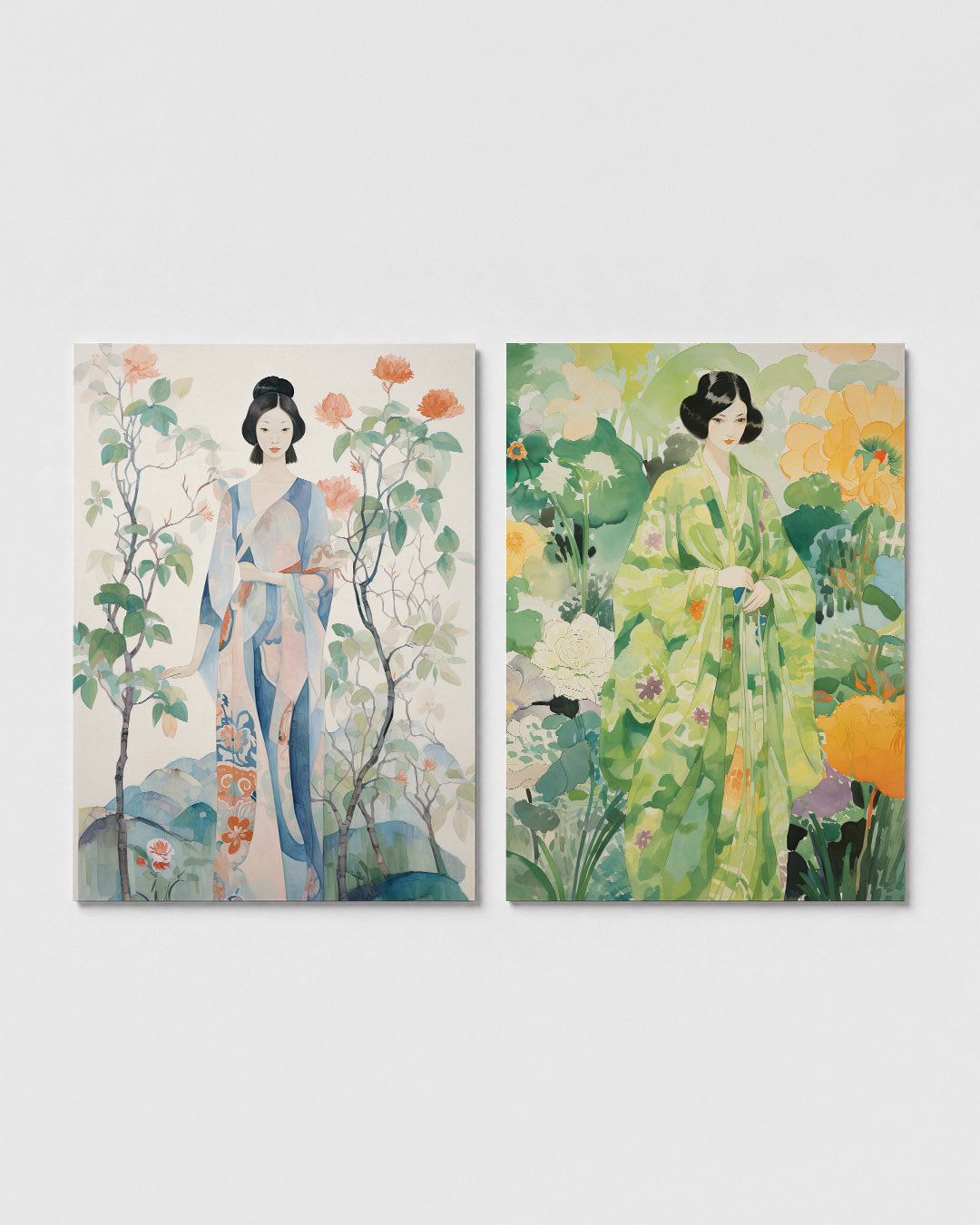 Vrouw en bloemen Posterset