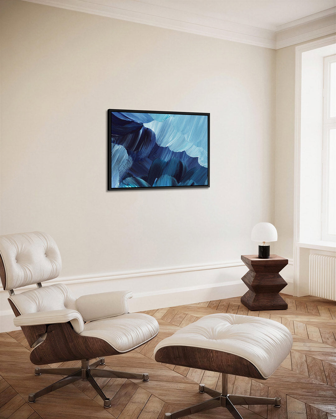 Golvende blauwe vormen Kunstwerk