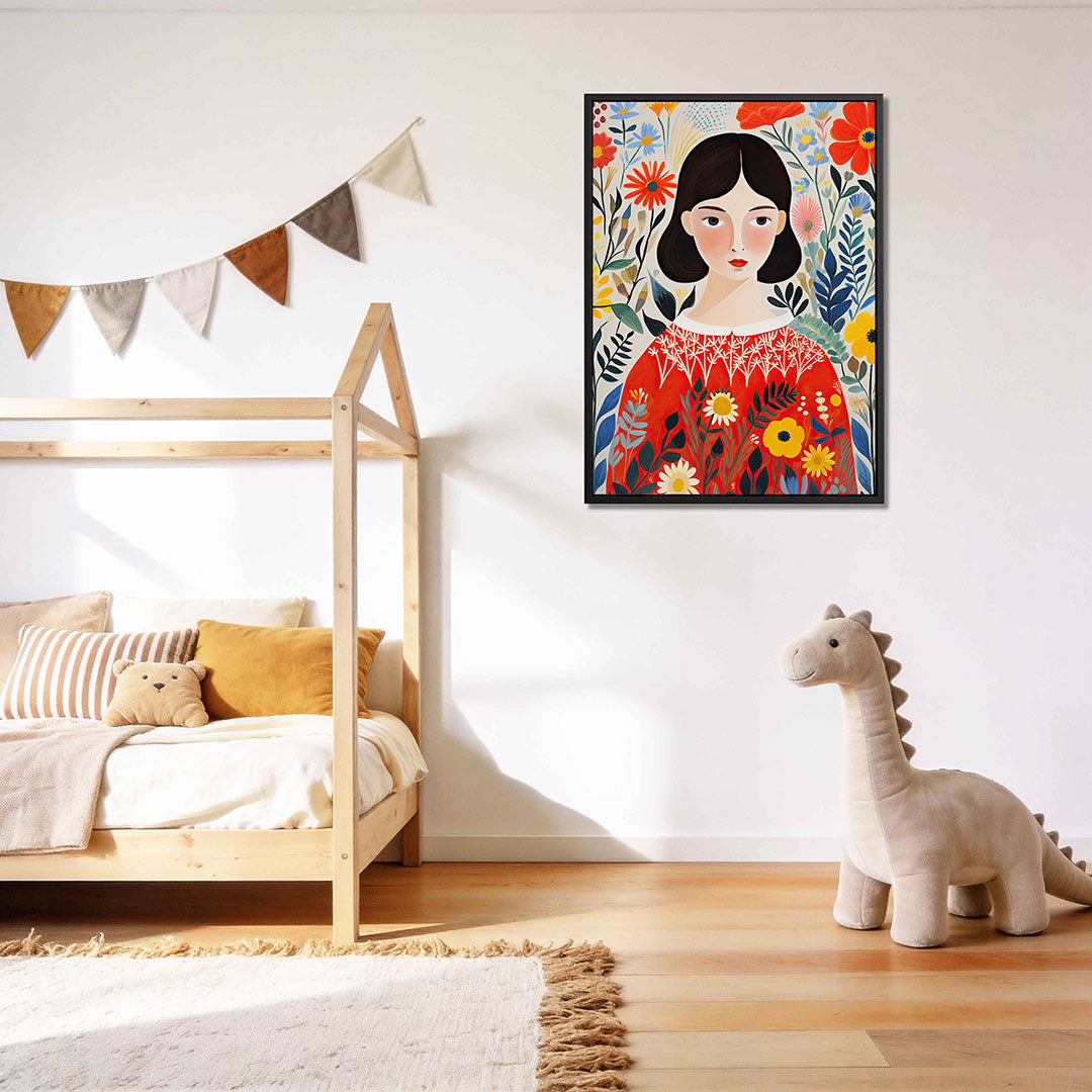 Vrouw met bloemen Kunstwerk
