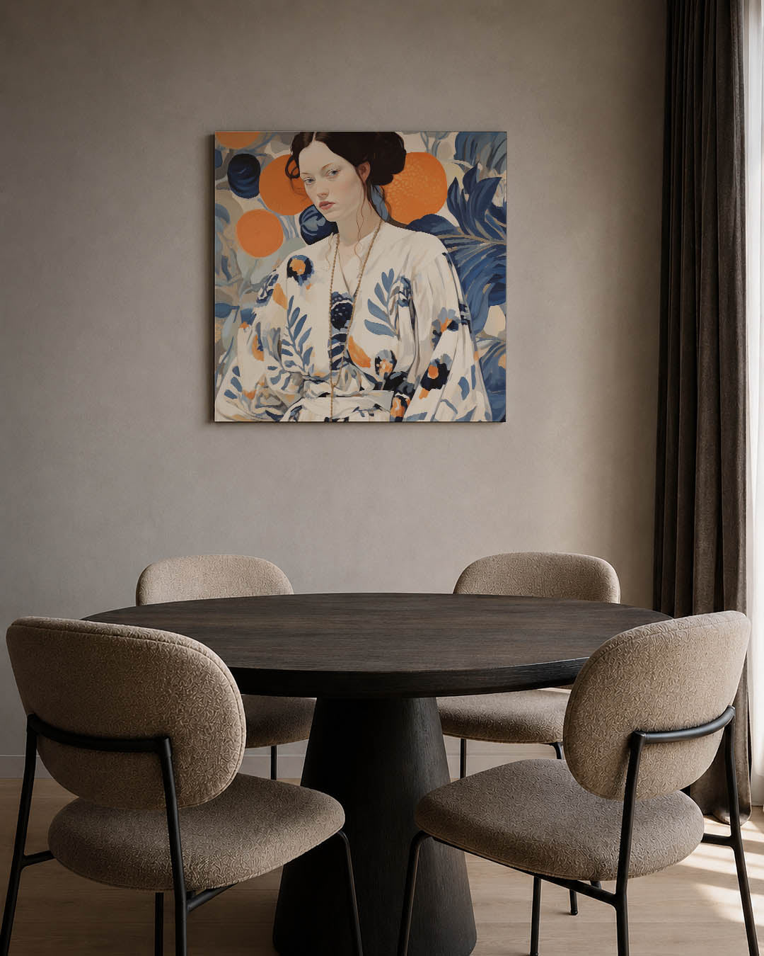Vrouwelijk portret bloemen Kunstwerk