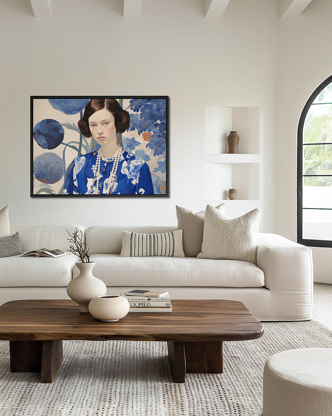 Vrouwelijk portret bloemen Kunstwerk