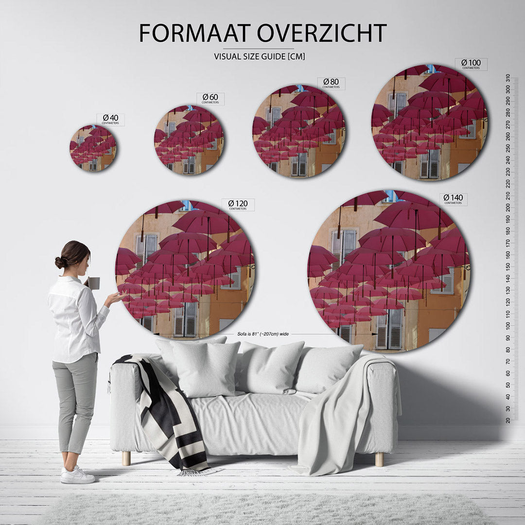 Roze paraplu's Muurcirkel