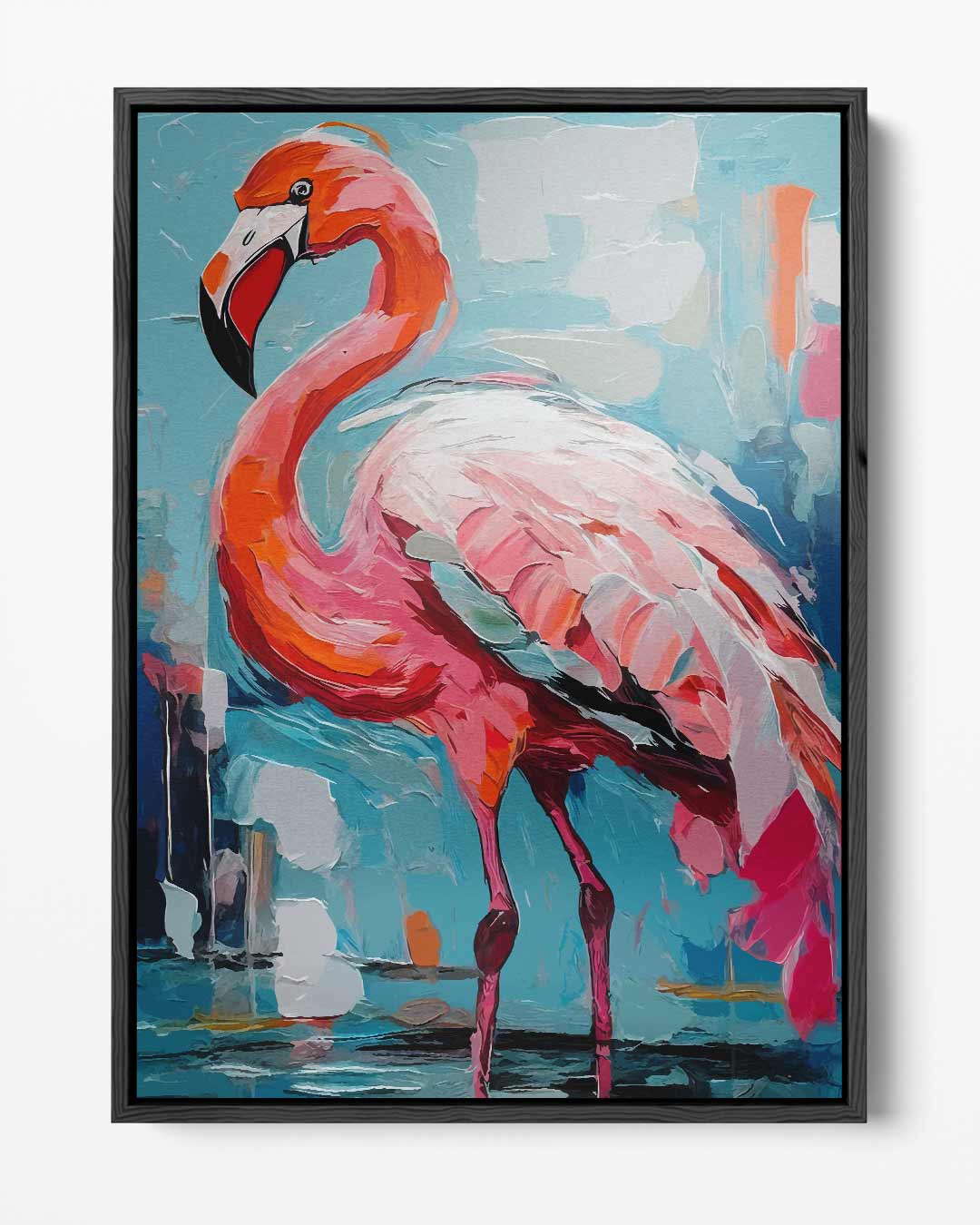 Flamingo in Kleurrijke Omgeving Kunstwerk