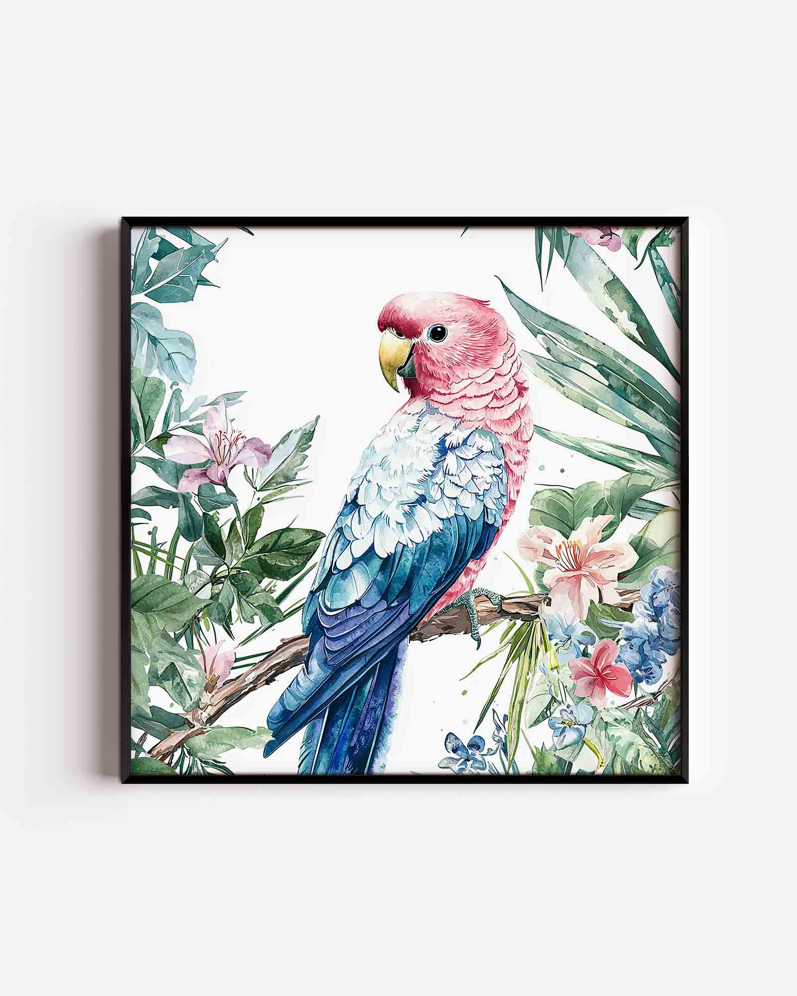 Papegaai en bloemen Poster