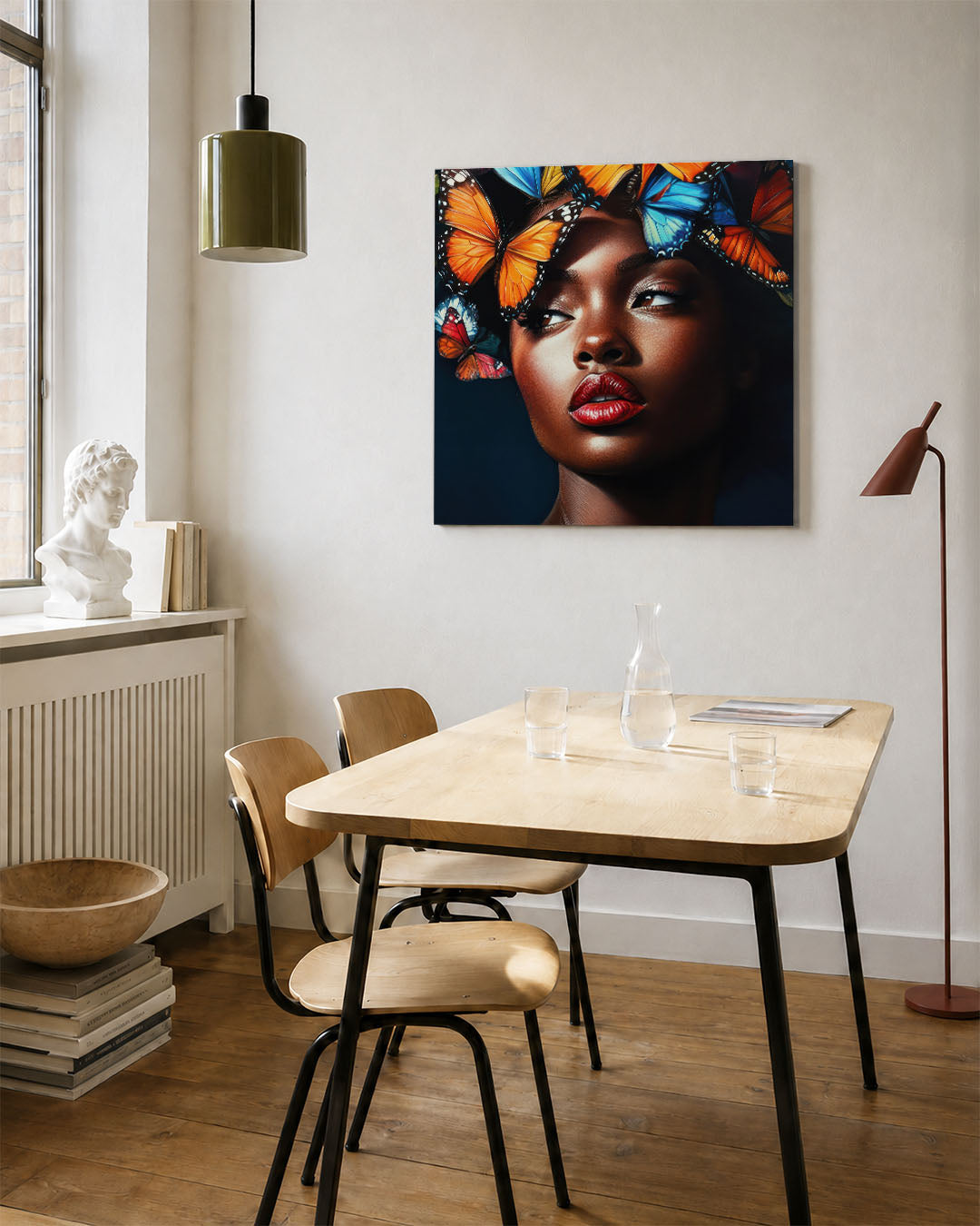 Vlinders en portret Kunstwerk
