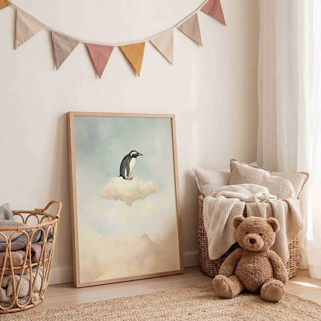 Pinguïn op wolk Poster