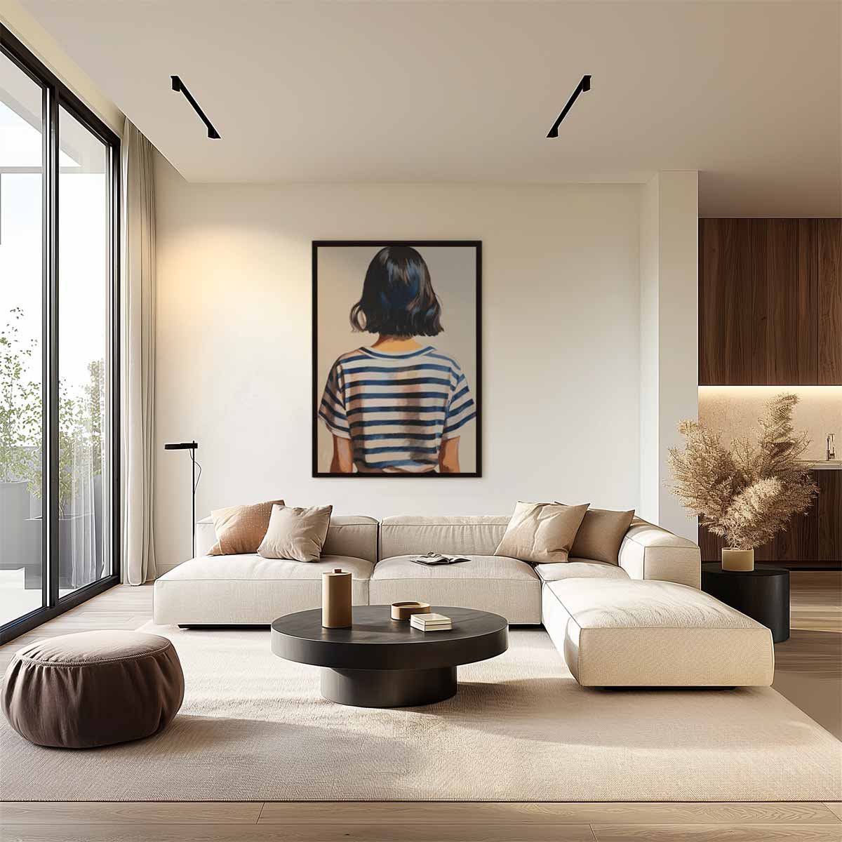 Strepen en Stille Reflectie Kunstwerk-canvas-dibond-plexiglas-wanddecoratie-WallArtistic