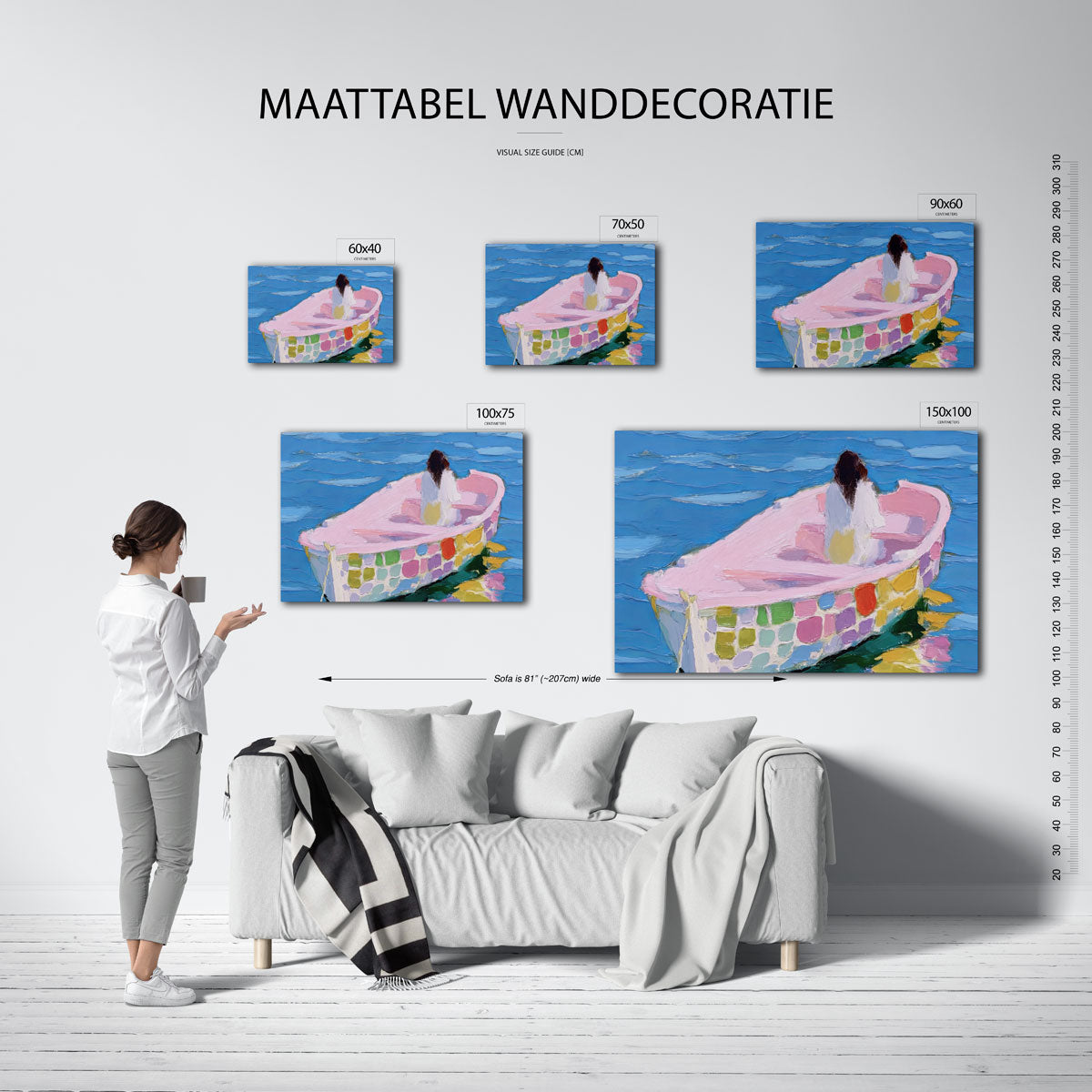 Kleurrijke boot op water Kunstwerk