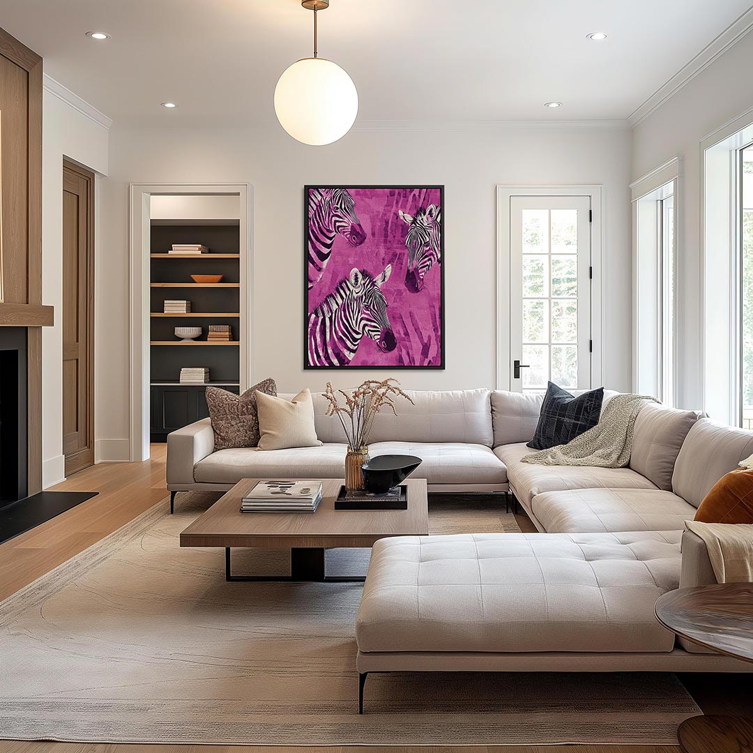 Zebra's in levendige tinten Kunstwerk