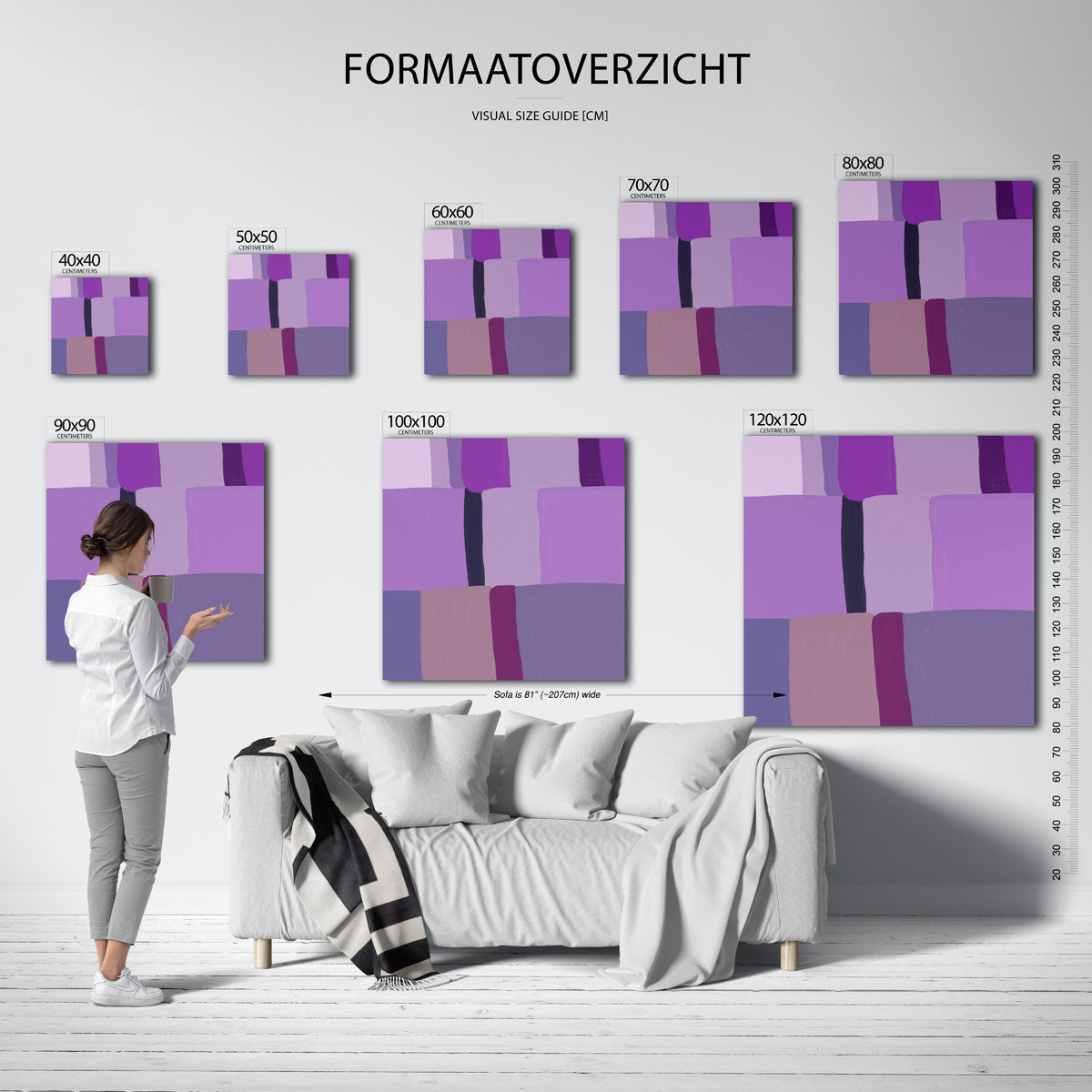 Paarse rechthoeken Poster