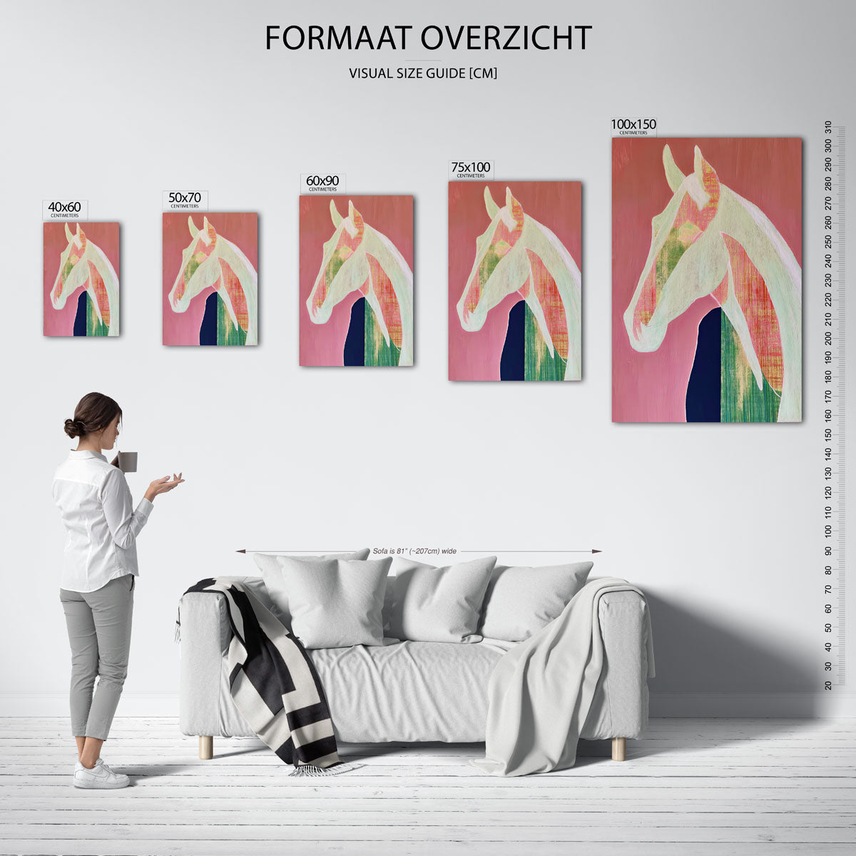 Paardenportret in pastel Kunstwerk