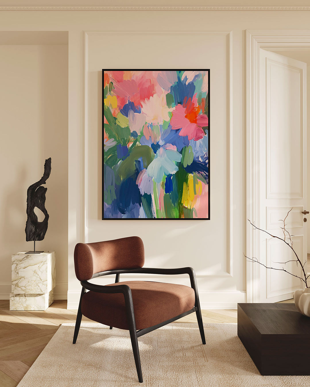 Kleurrijke bloemencompositie Kunstwerk