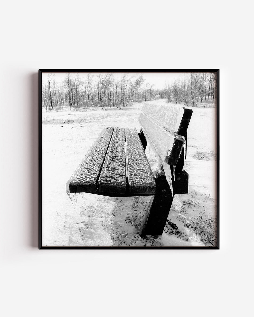 Ijsbank in winterlandschap Poster