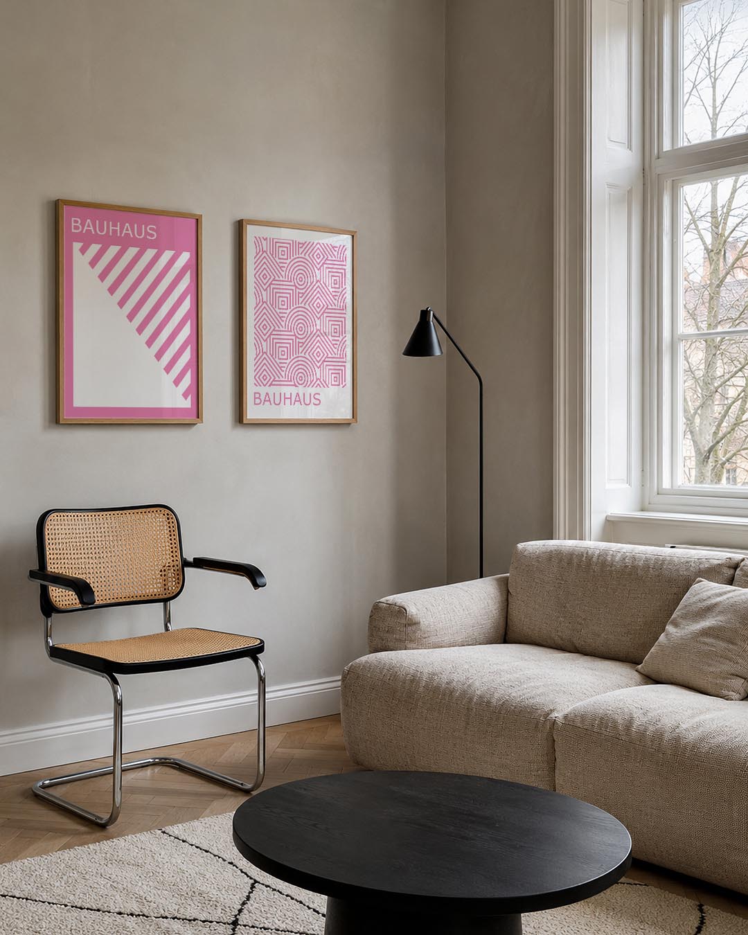 Roze lijnenspel Posterset