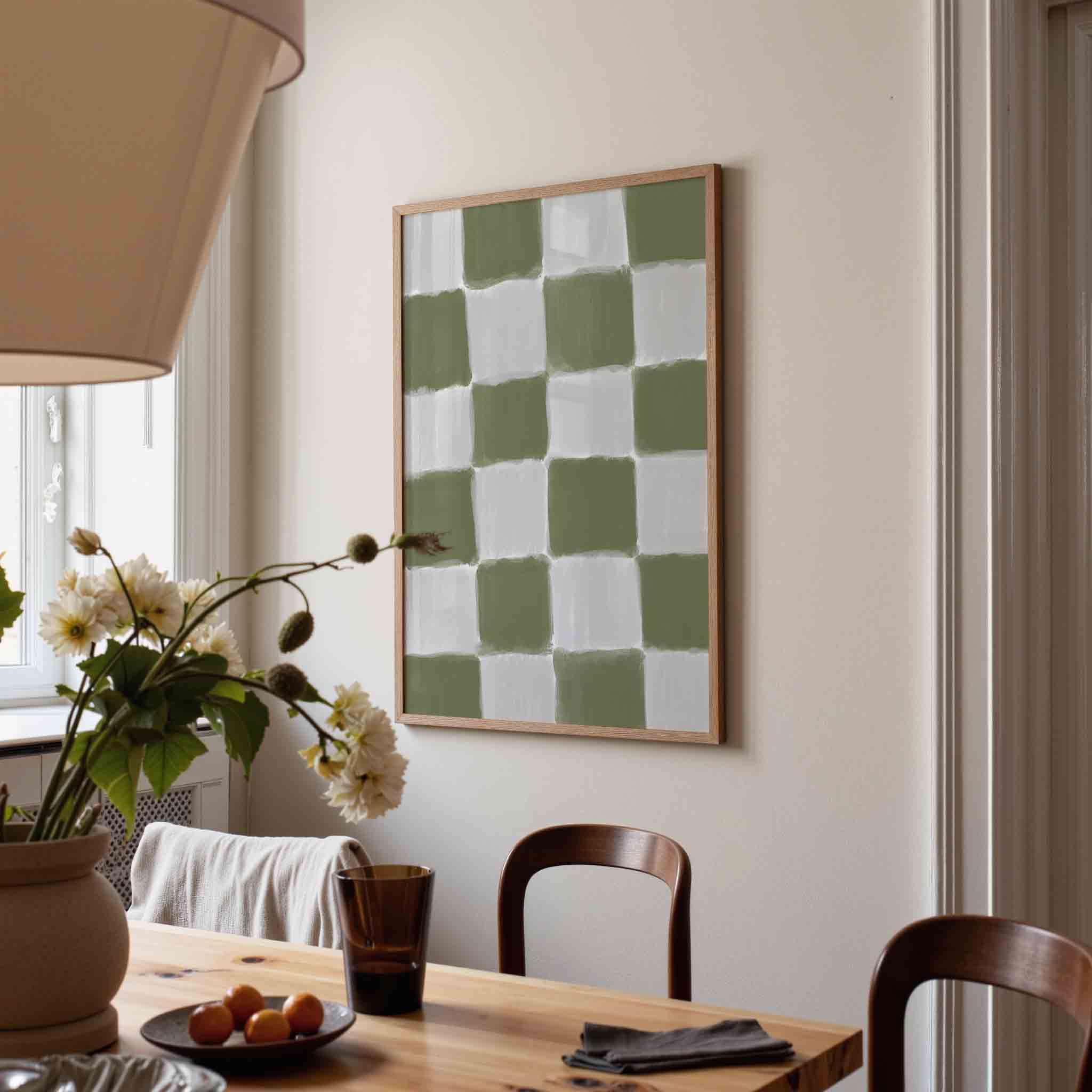 Groen en wit geruite Poster