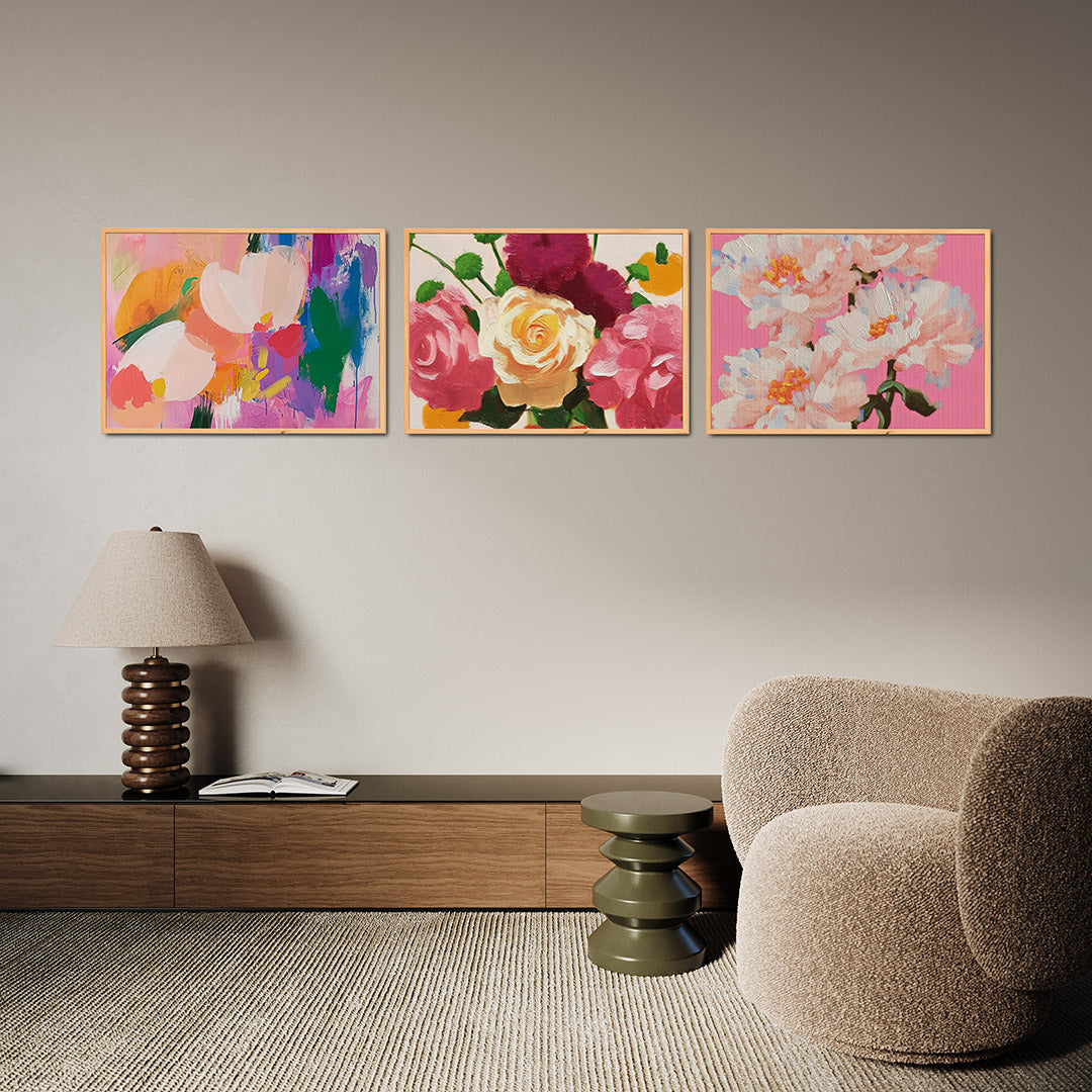 Kleurrijke bloemenvormen Posterset