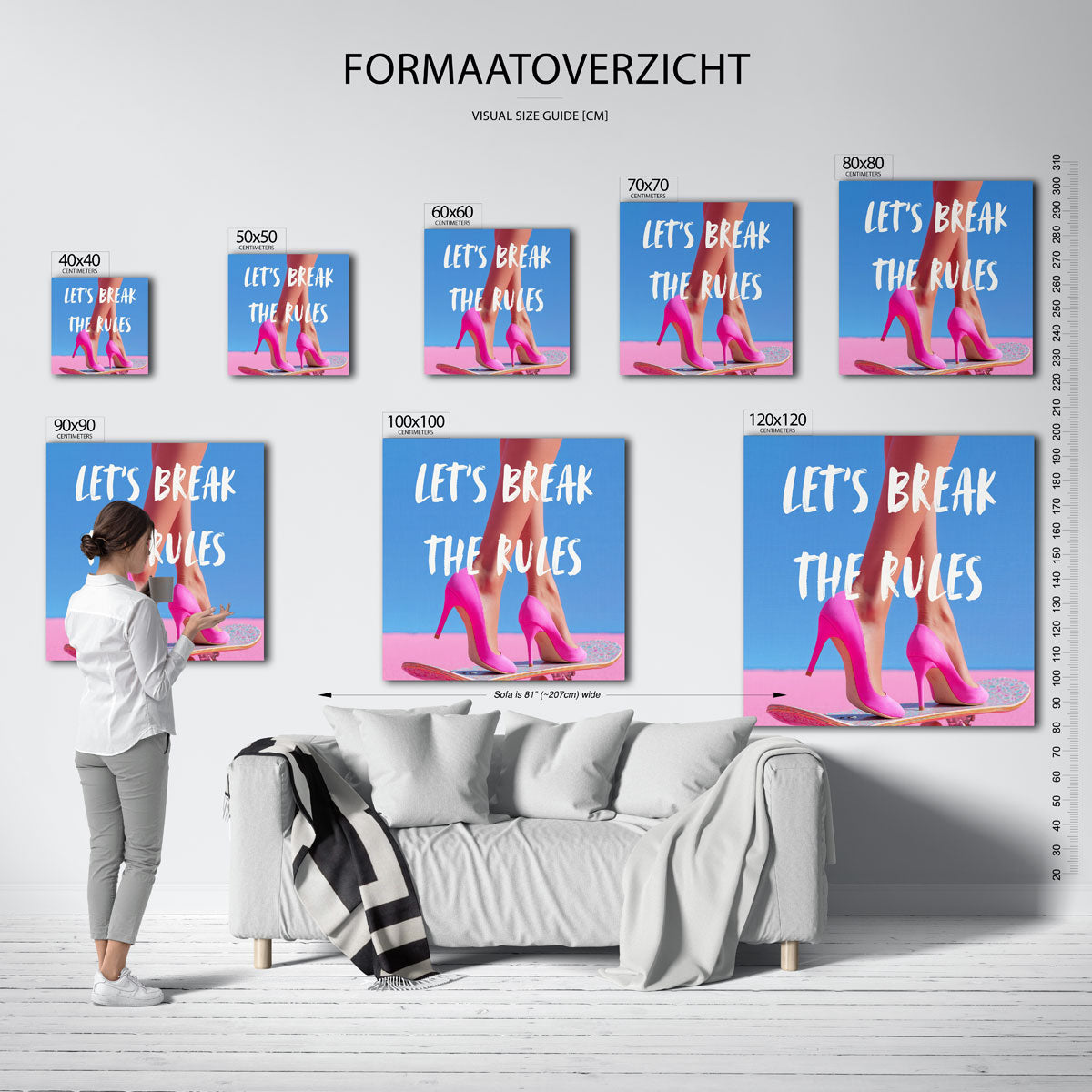 Roze hakken op skateboard Poster
