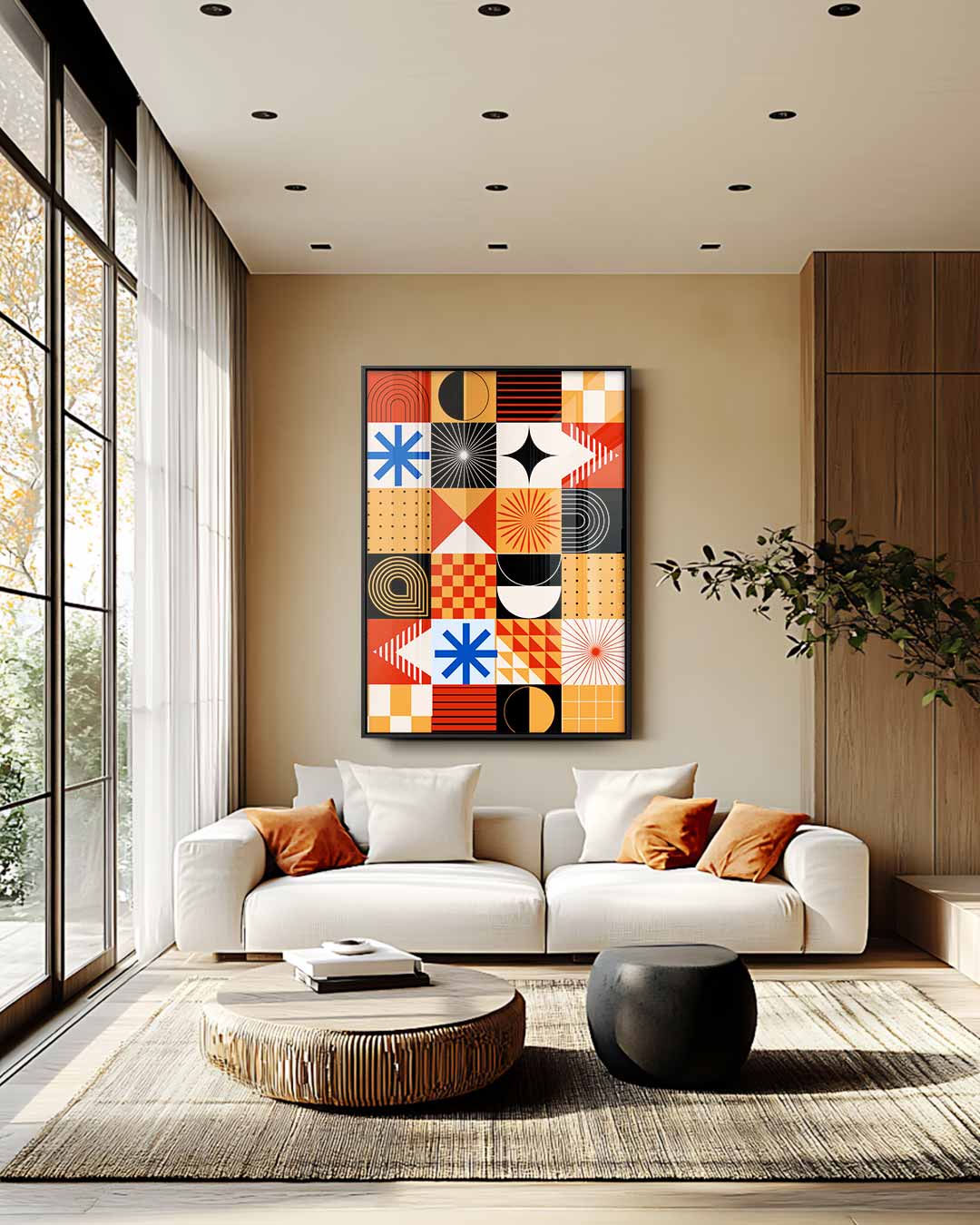 Retro Geometrisch Kunstwerk Kunstwerk-canvas-dibond-plexiglas-wanddecoratie-WallArtistic