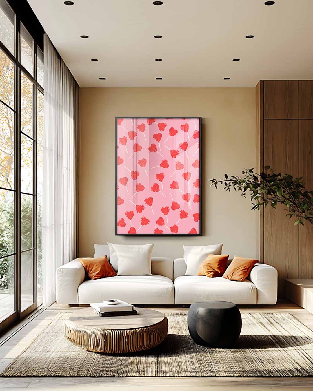 Liefdevolle Hartjes Lollypatroon Kunstwerk-canvas-dibond-plexiglas-wanddecoratie-WallArtistic