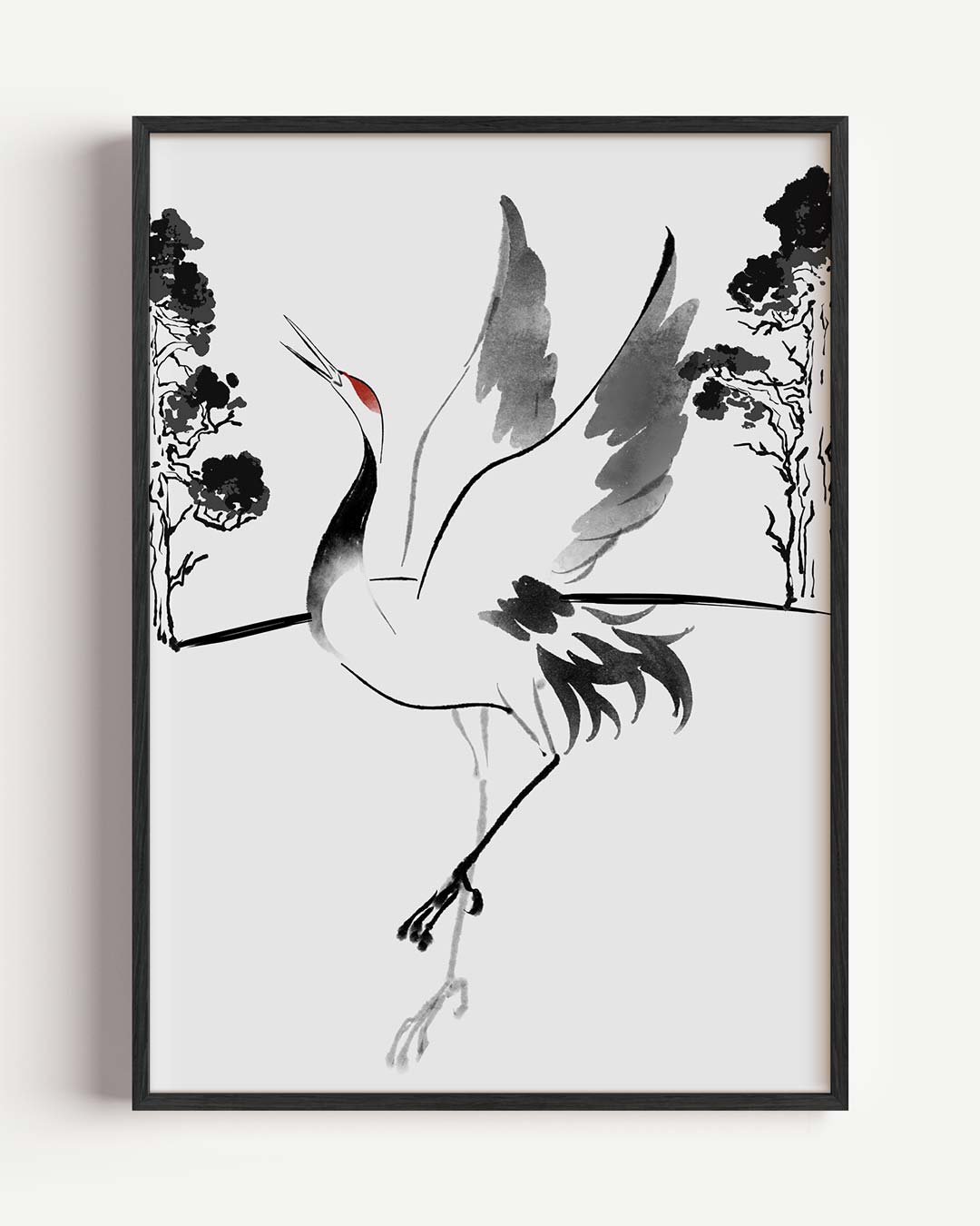 Dansende Kraanvogel Kunstposter-WallArtistic