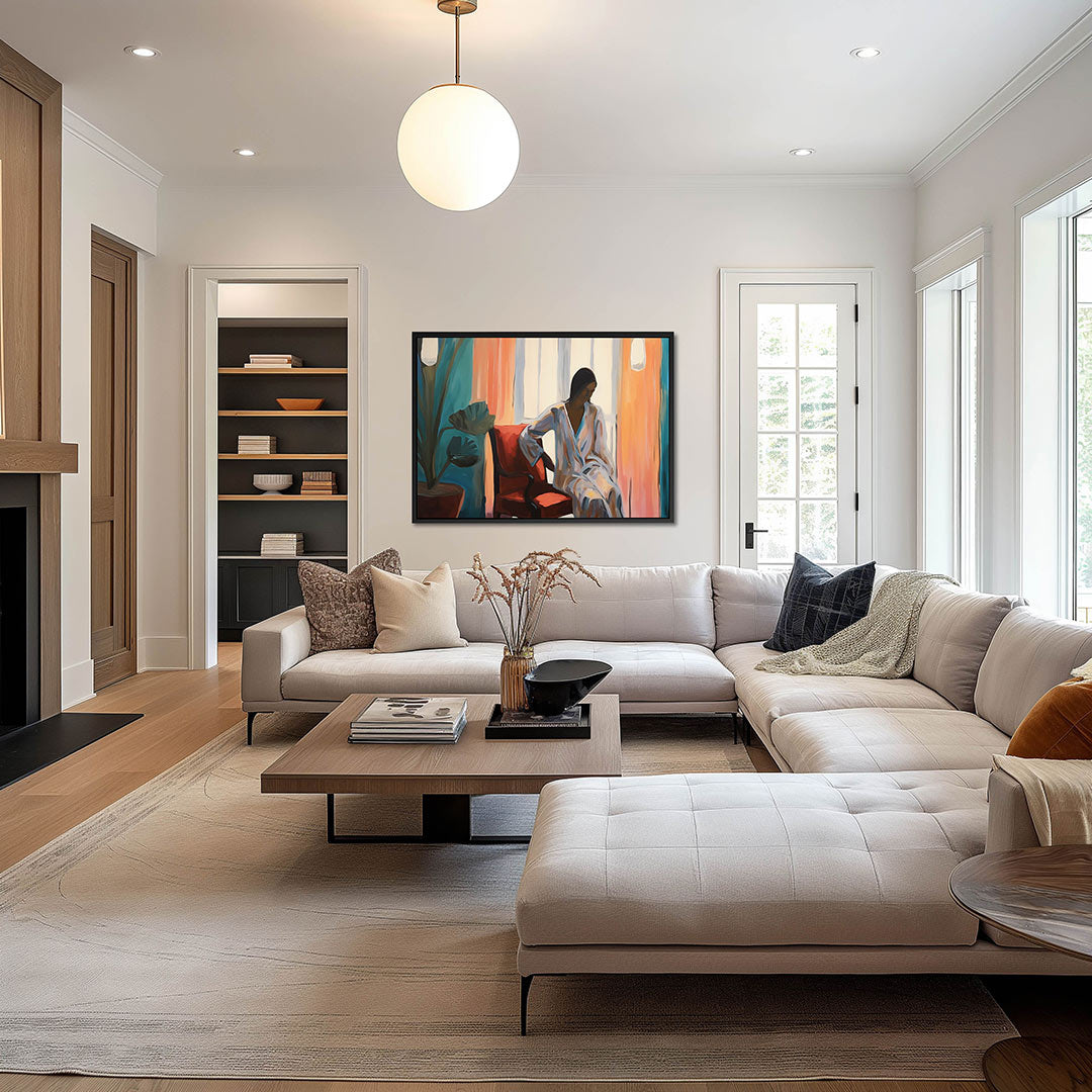 Vrouw in interieur Kunstwerk