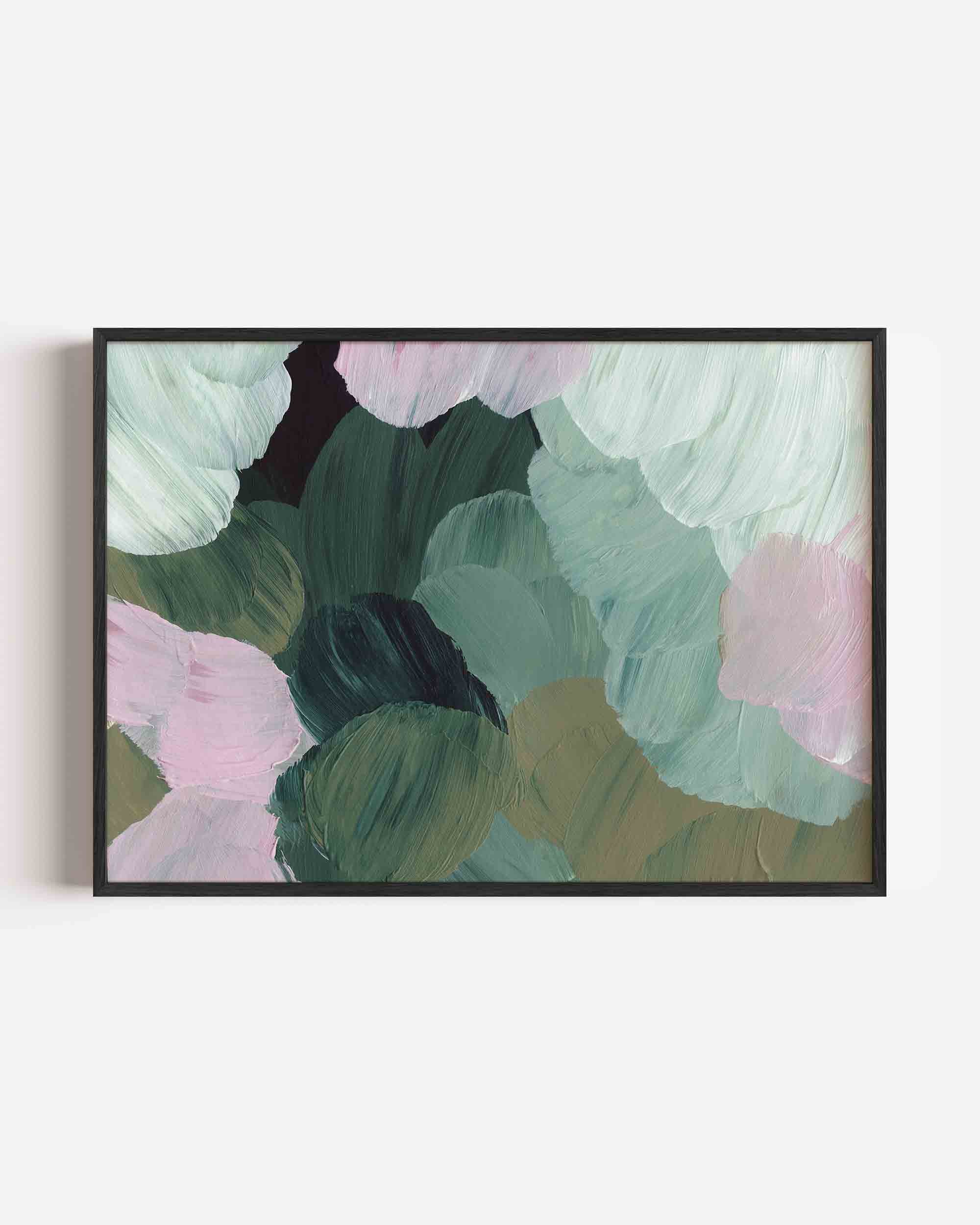 Abstracte groene en roze vormen Poster
