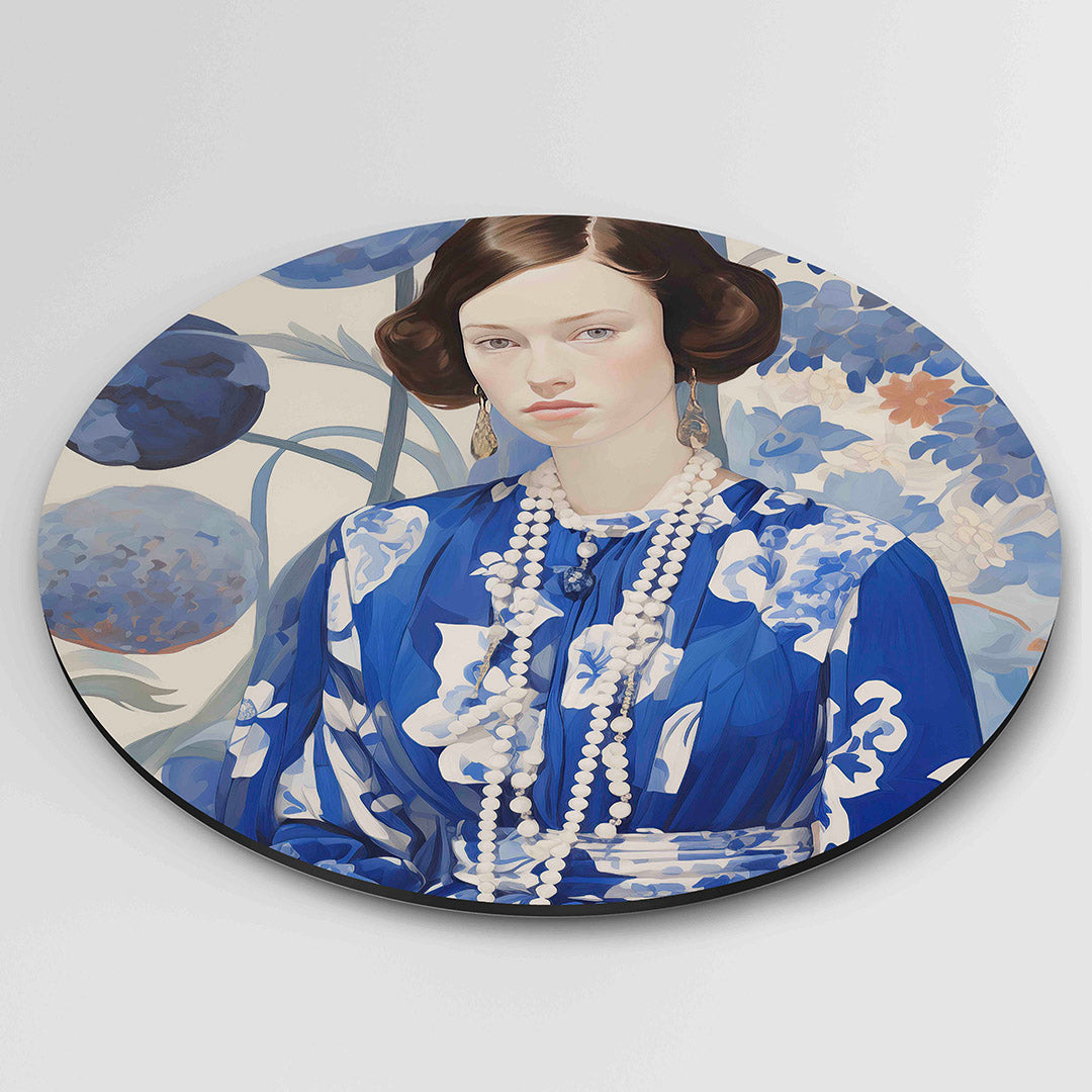 Vrouw in blauwe jurk Muurcirkel