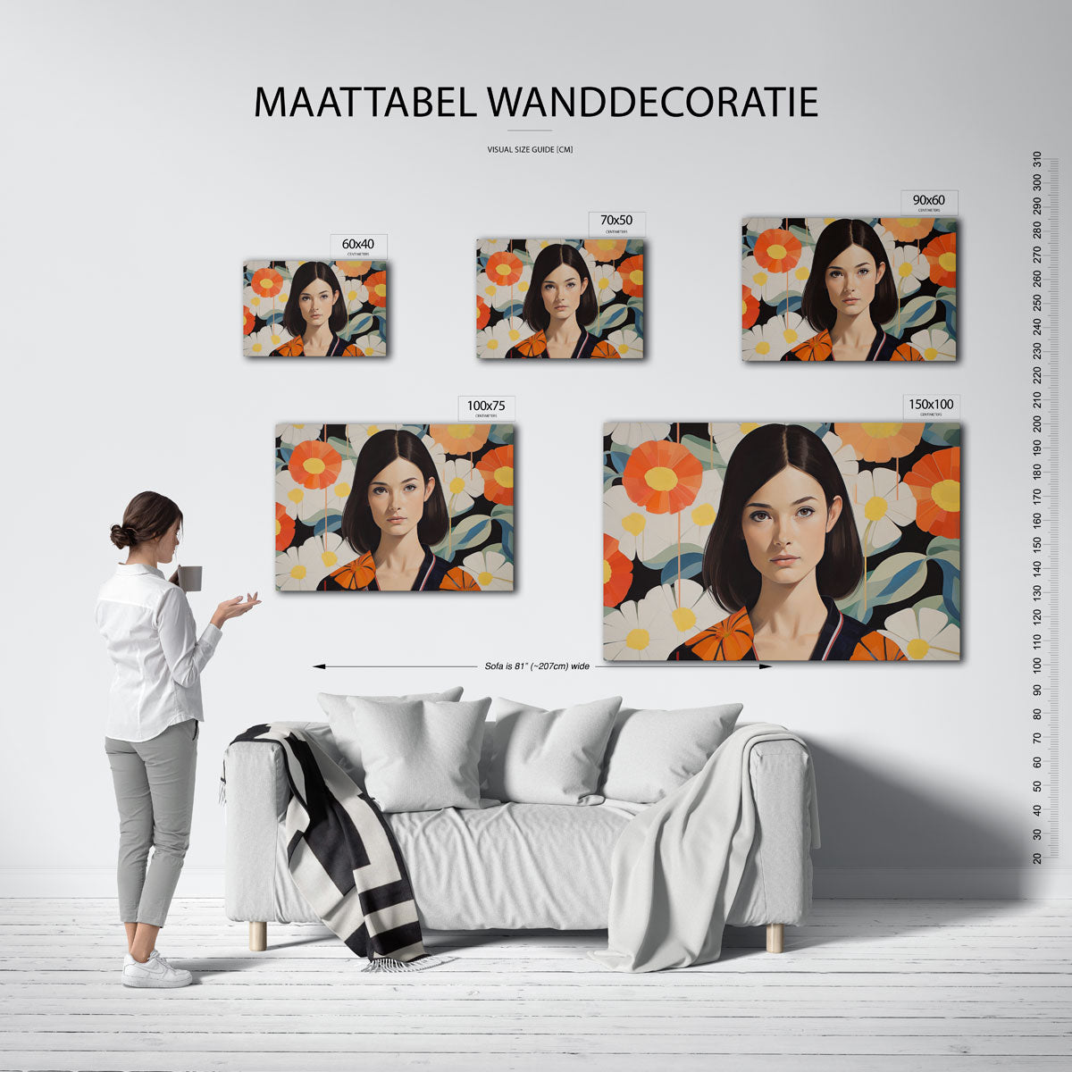 Vrouw met bloemen Kunstwerk