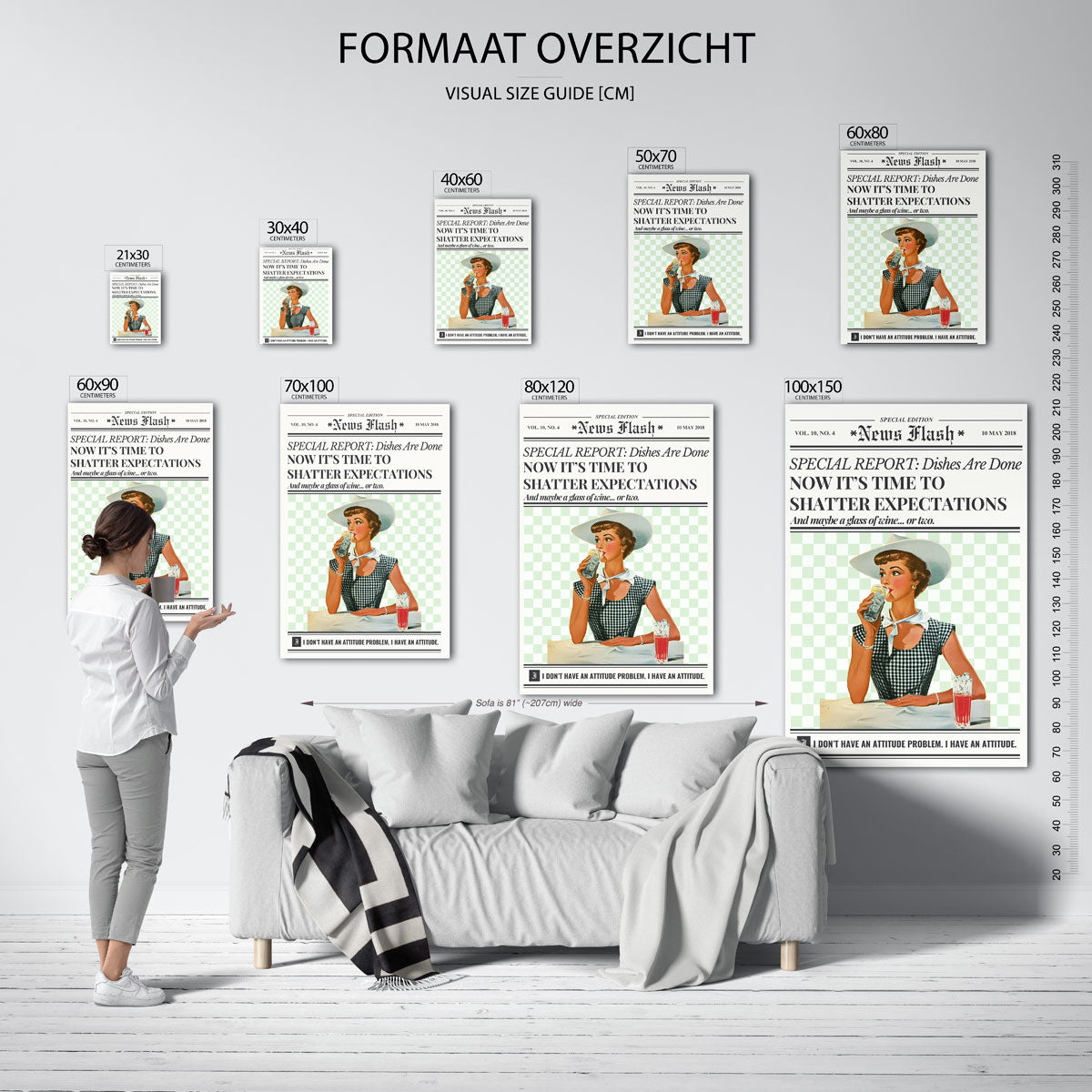 Vrouw met glas en tekst Poster