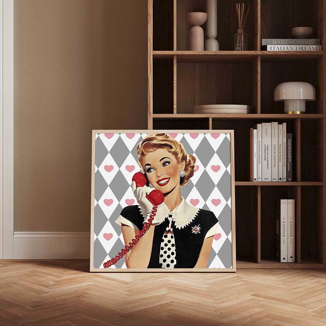 Vrouw met telefoon Poster