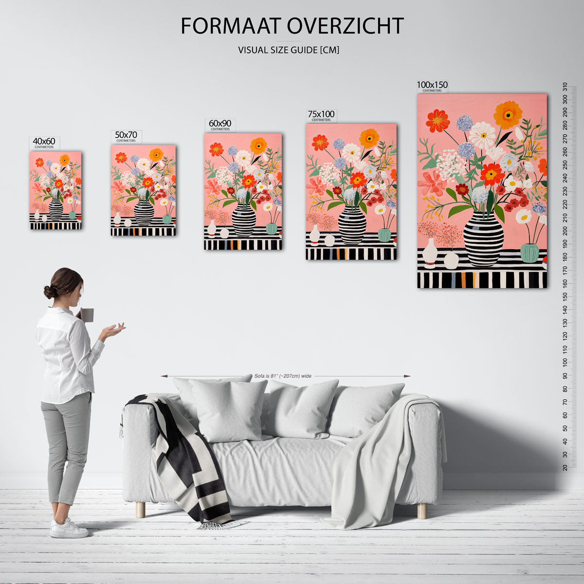 Bloemen in vazen Kunstwerk