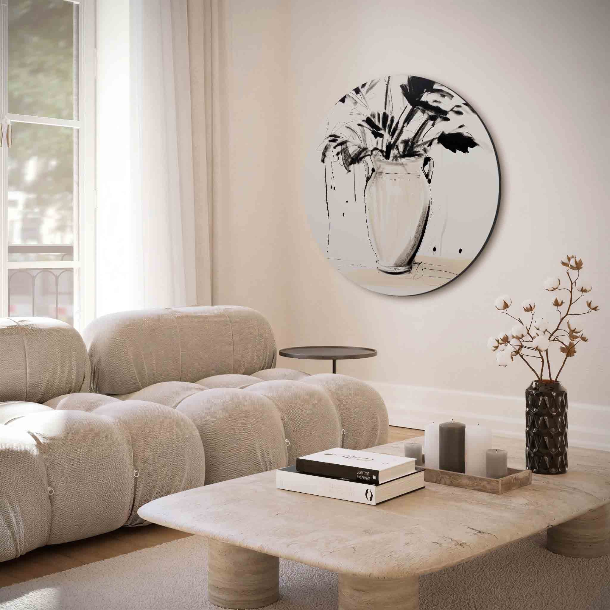 Vaas met bladeren Muurcirkel