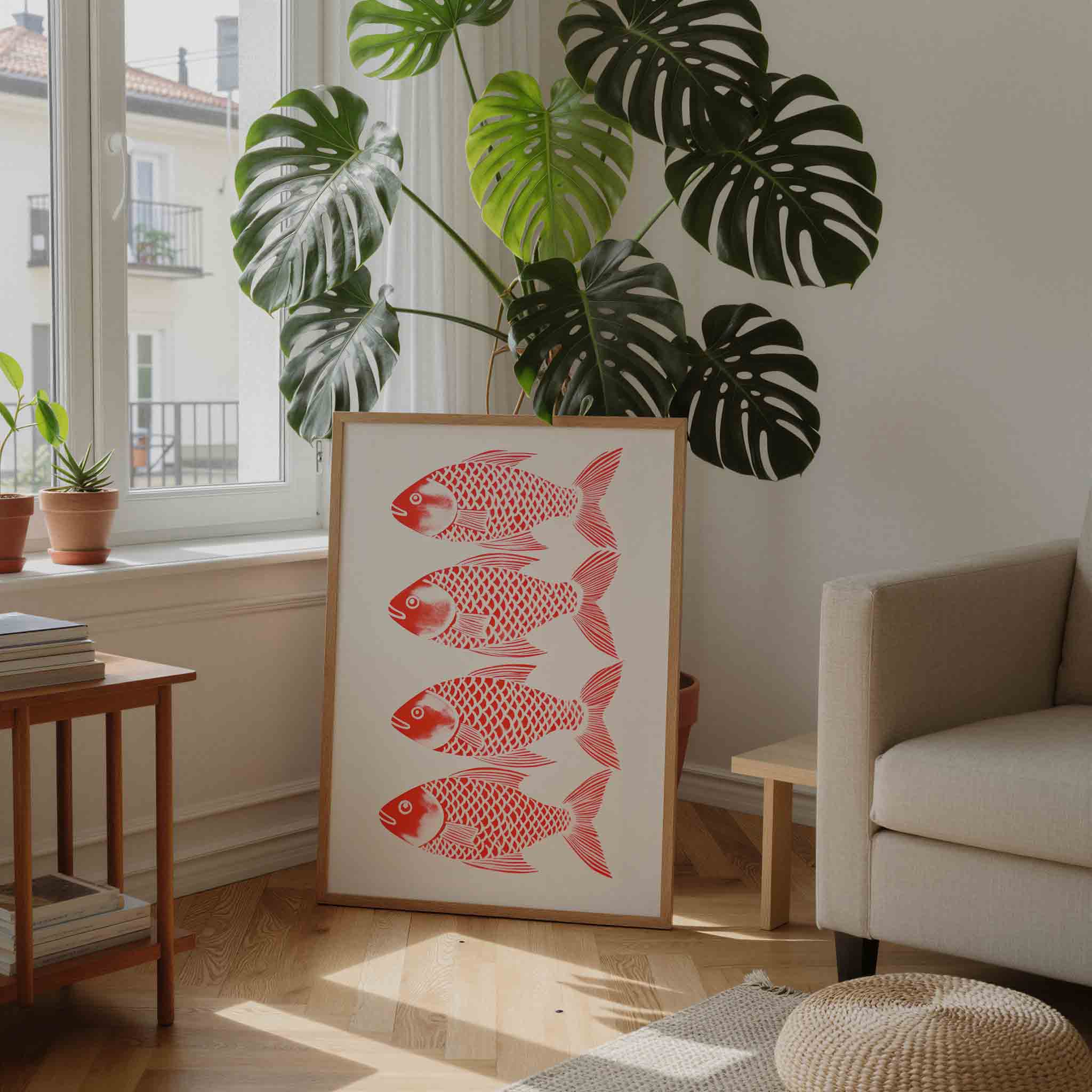 Vier rode vissen Poster