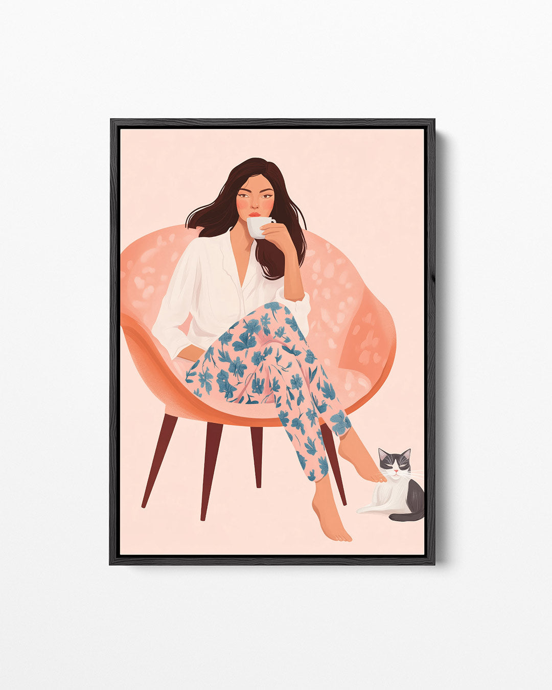 Vrouw met koffie Kunstwerk