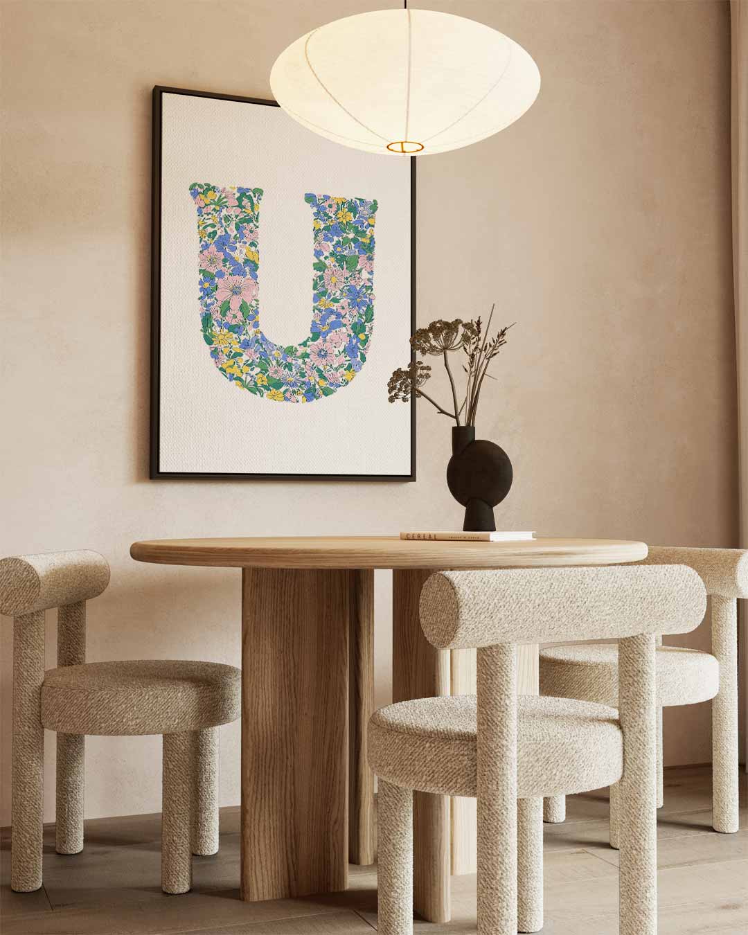 Bloemenletter U Kunstwerk-canvas-dibond-plexiglas-wanddecoratie-WallArtistic