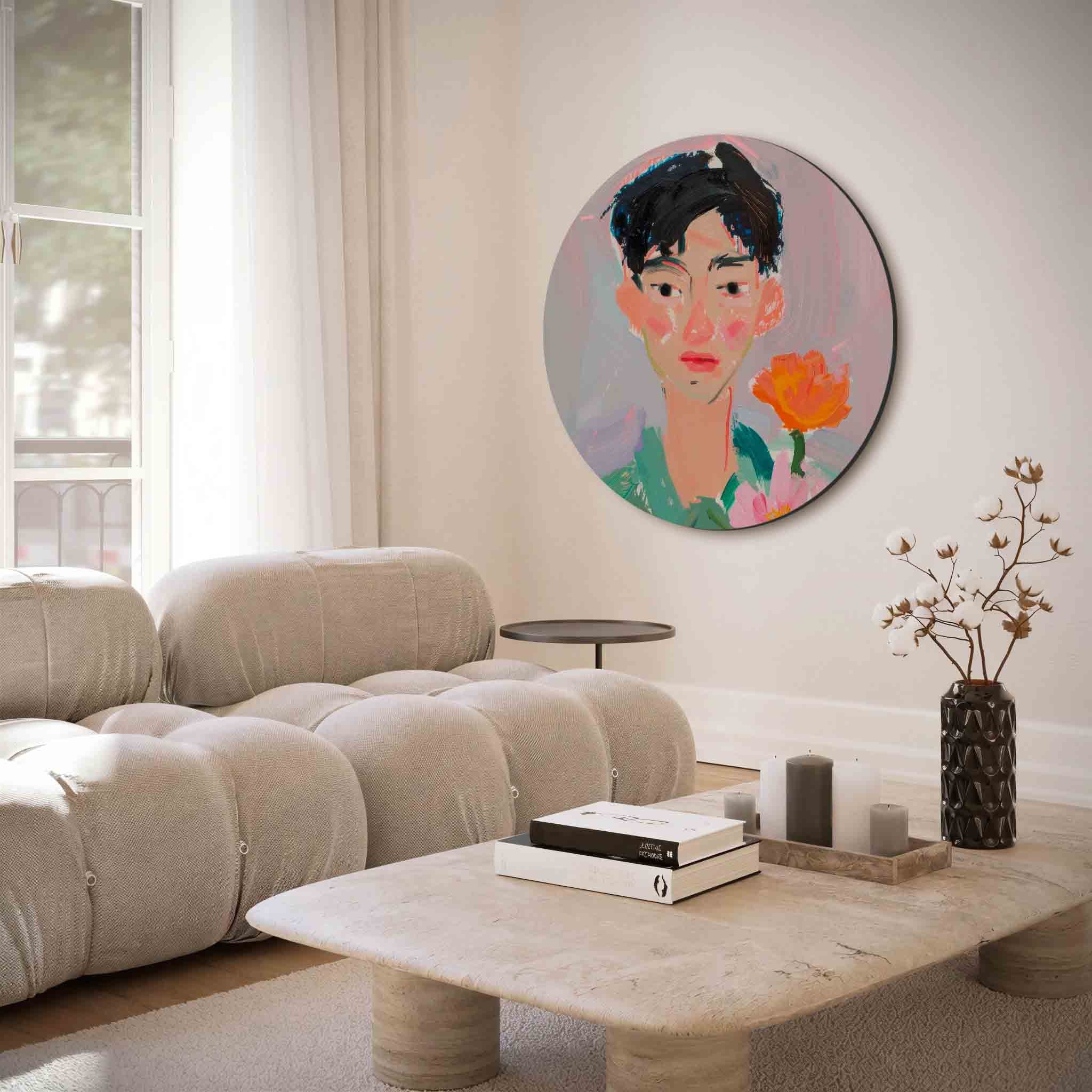 Portret met bloemen Muurcirkel