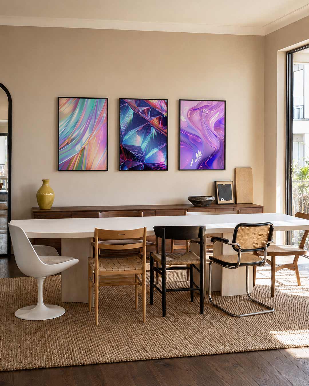 Iridescente kleurslierten Posterset