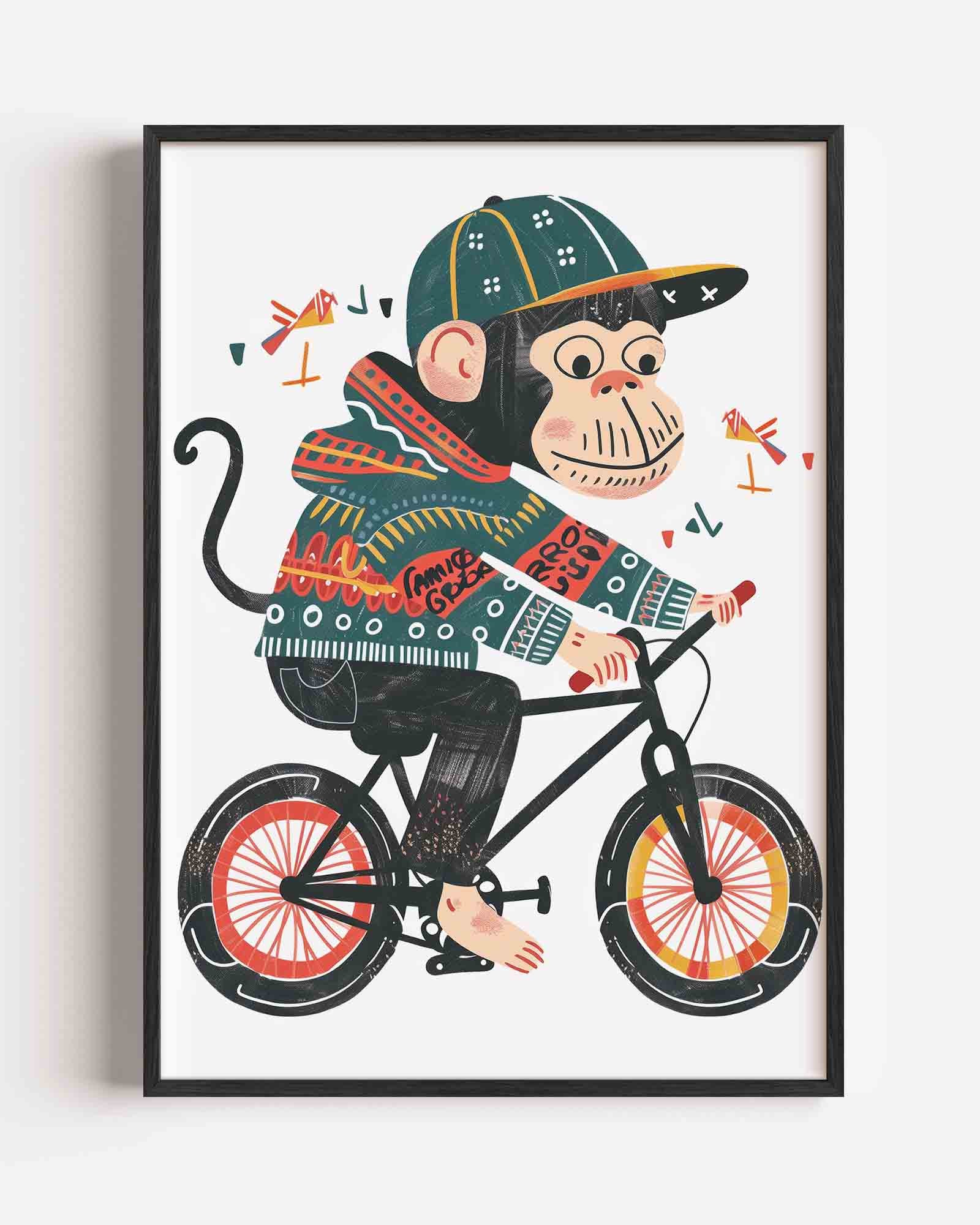Aap op fiets Poster
