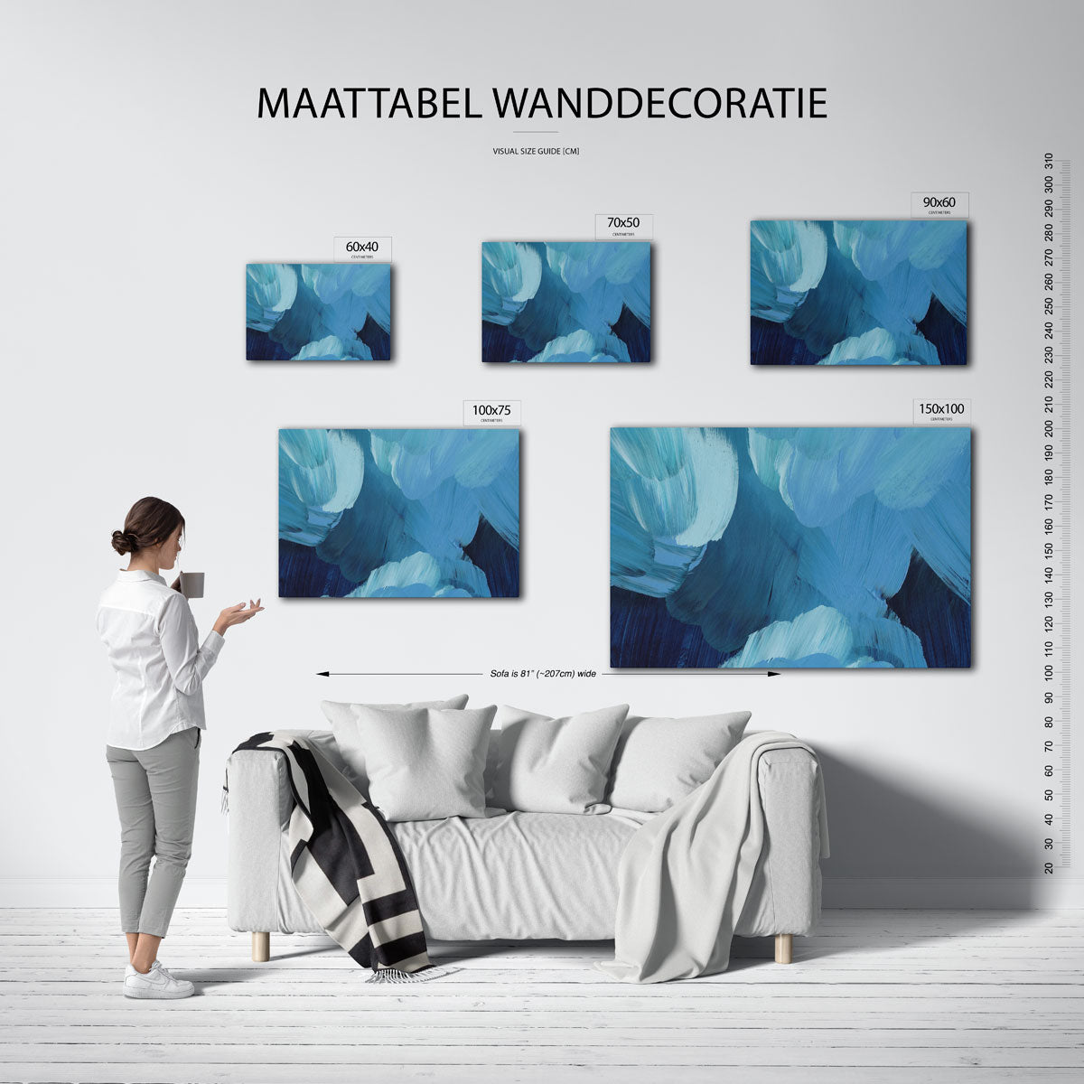 Dynamische blauwe beweging Kunstwerk