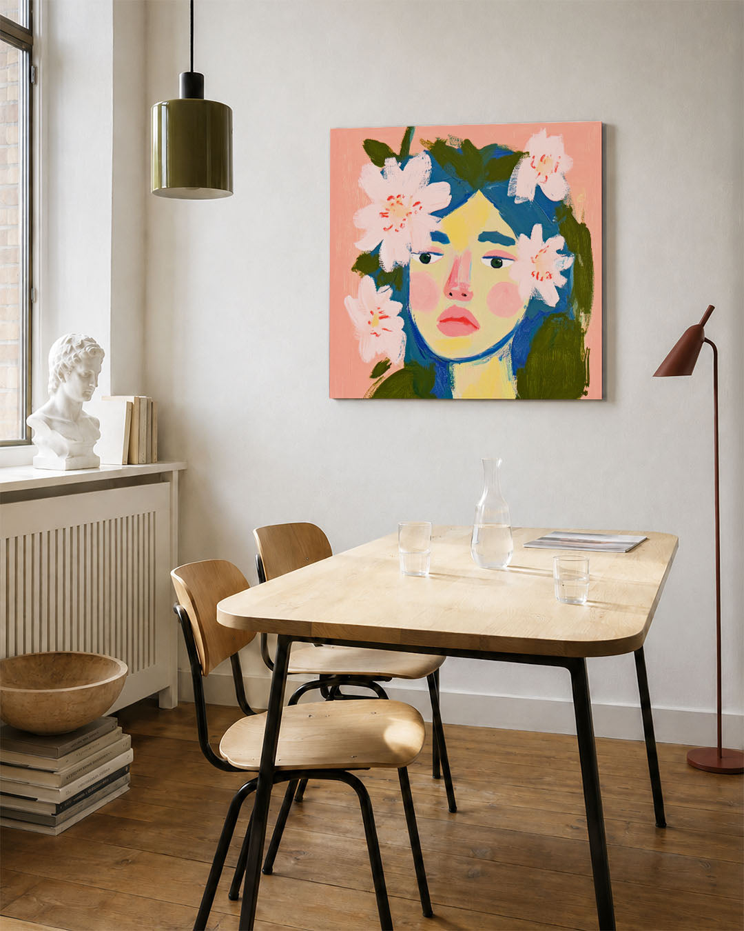 Dromerige bloemenportret Kunstwerk