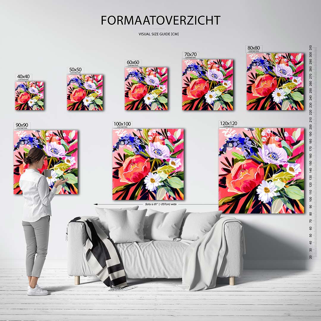 Bloemrijke kleurenexplosie Kunstwerk