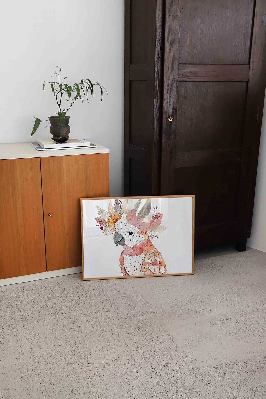 Papegaai met bloemen Poster