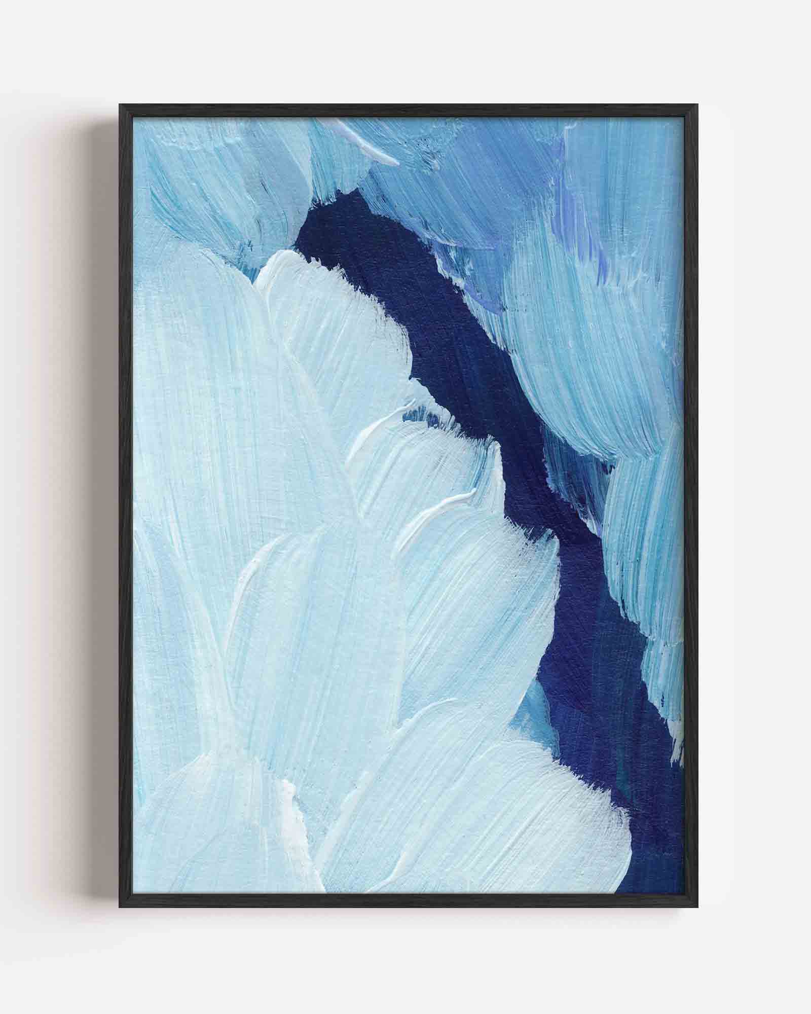 Blauwe penseelstreken Poster