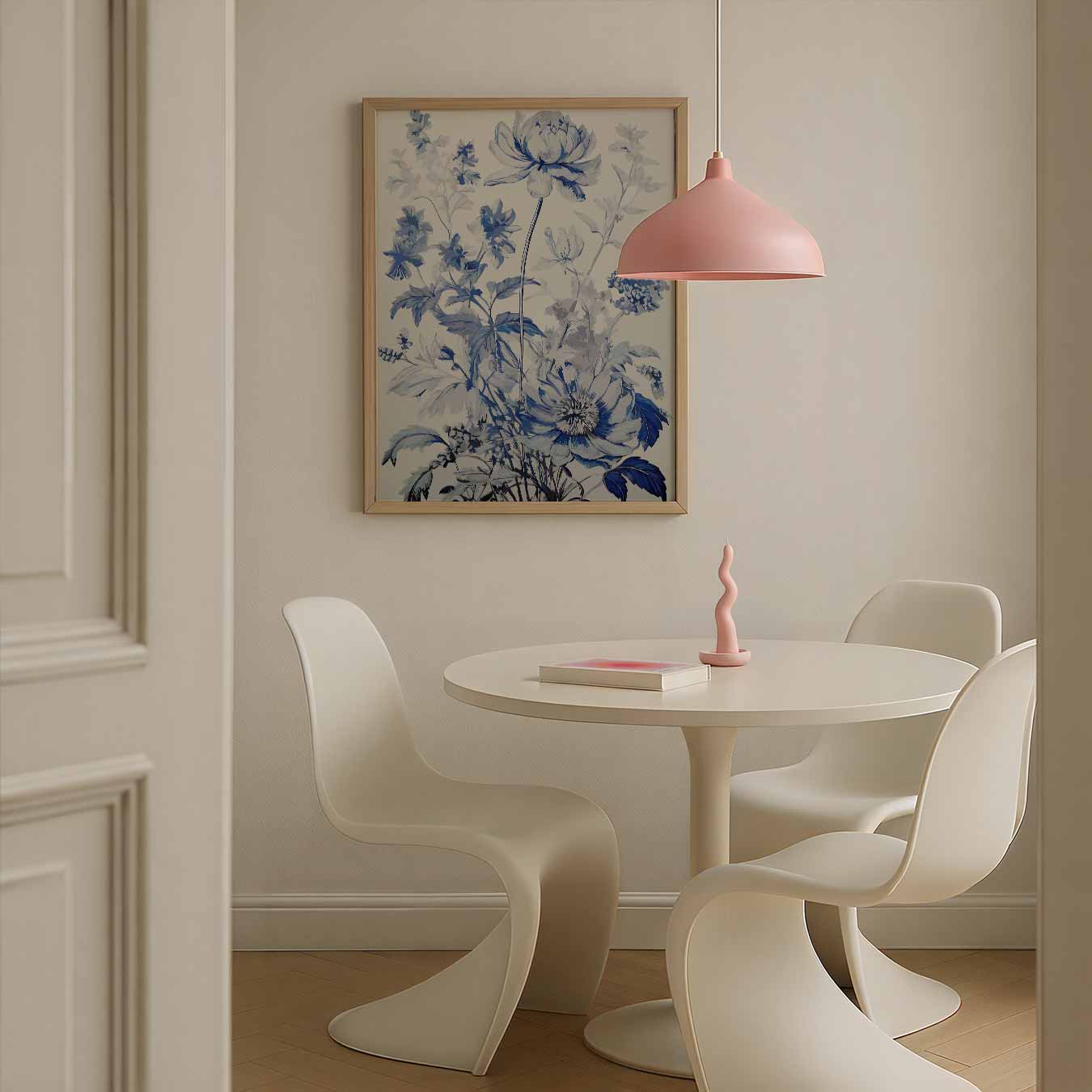 Bloemrijke Elegantie in Blauw Poster-WallArtistic