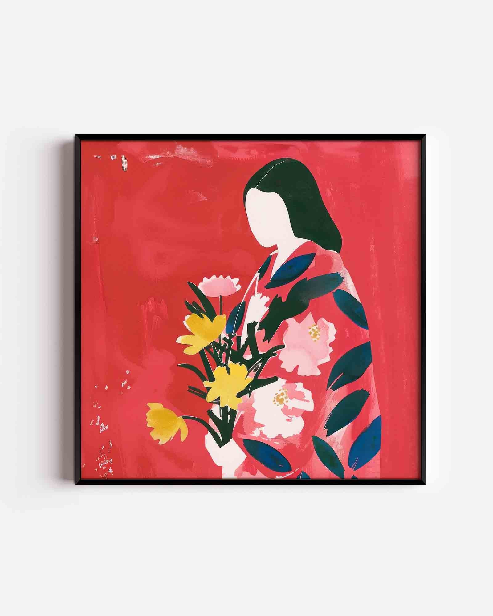 Vrouw met bloemen Poster