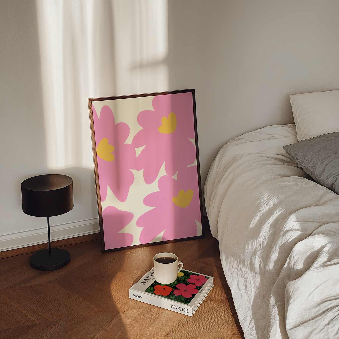 Roze Bloemen Abstract Poster-WallArtistic