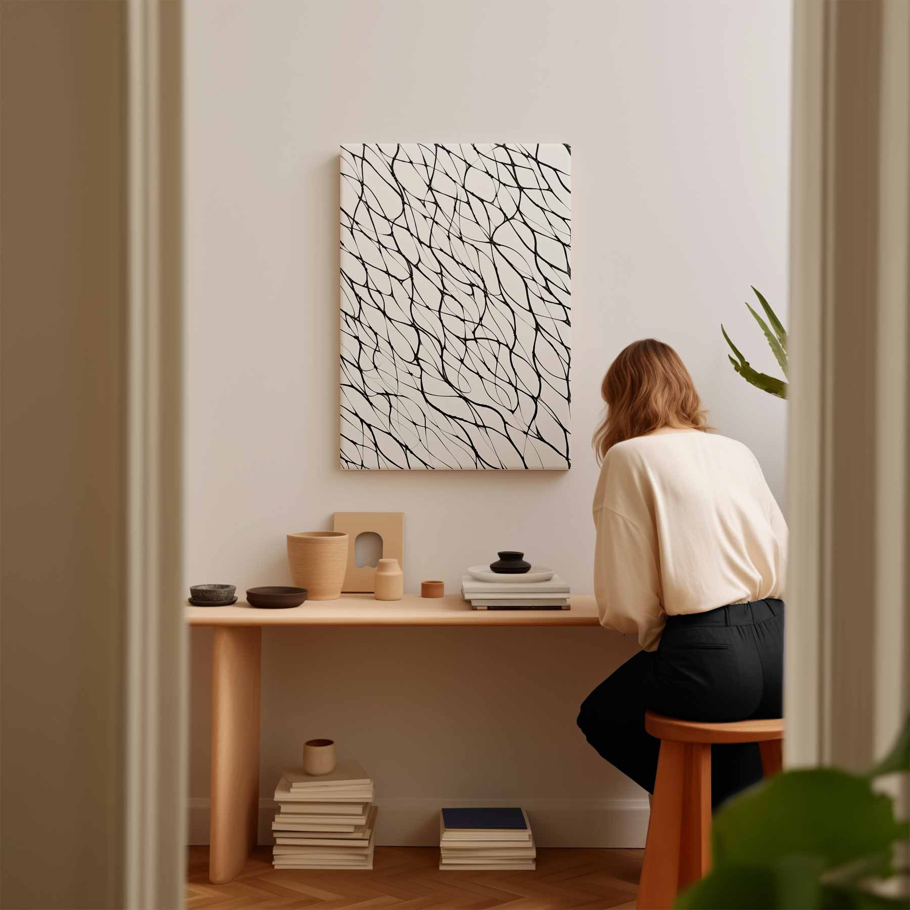 Dansende Lijnen Kunstwerk-canvas-dibond-plexiglas-wanddecoratie-WallArtistic