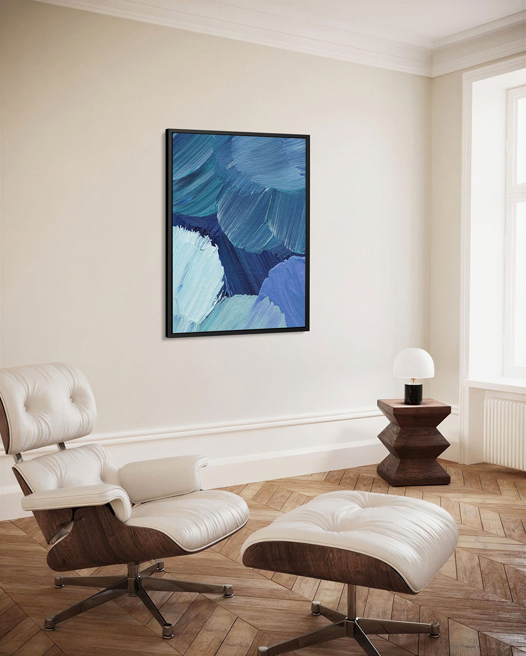 Dynamische blauwtinten Kunstwerk